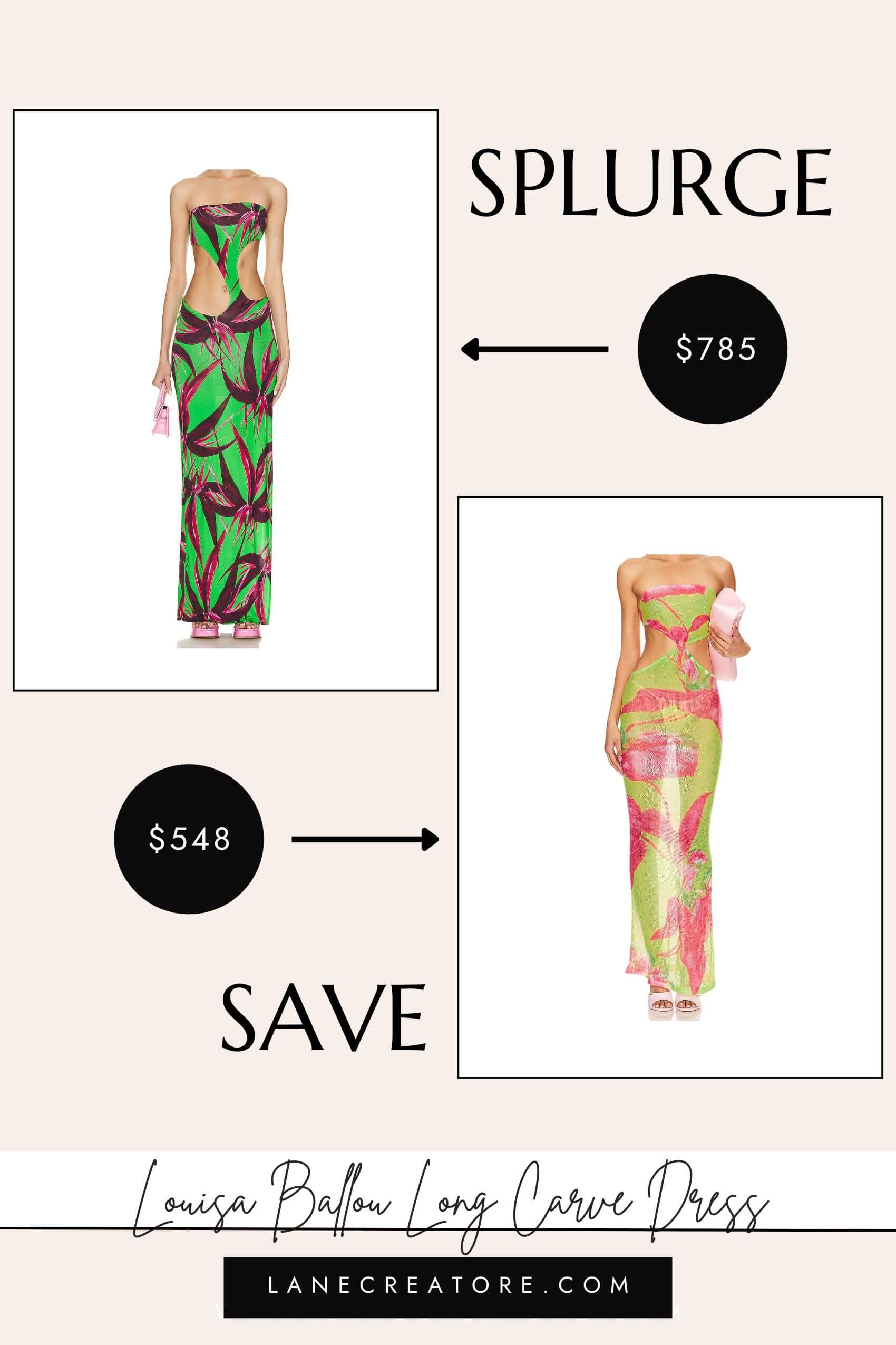 louisa ballou long carve dress dupe