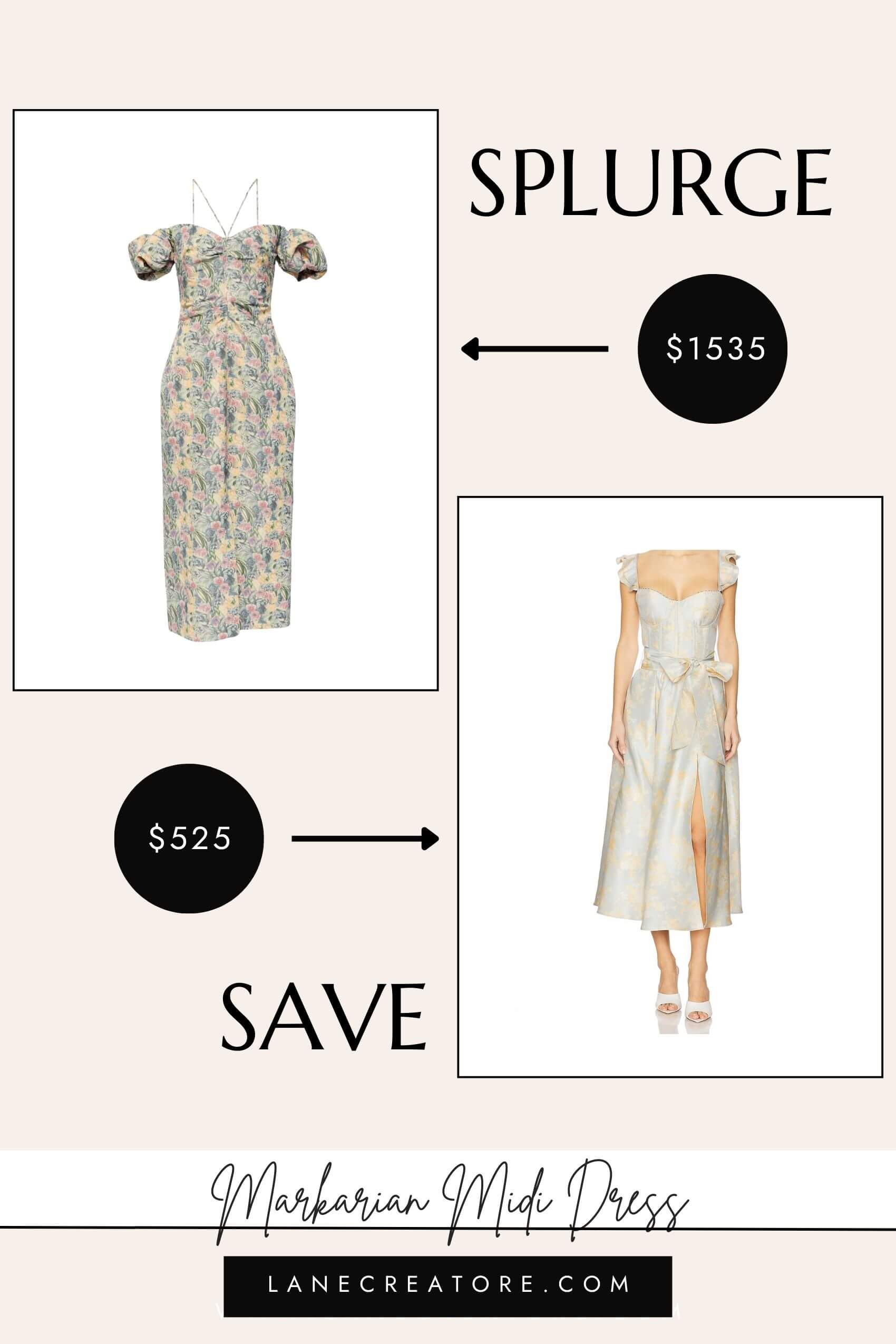 markarian off the shoulder midi dress dupe