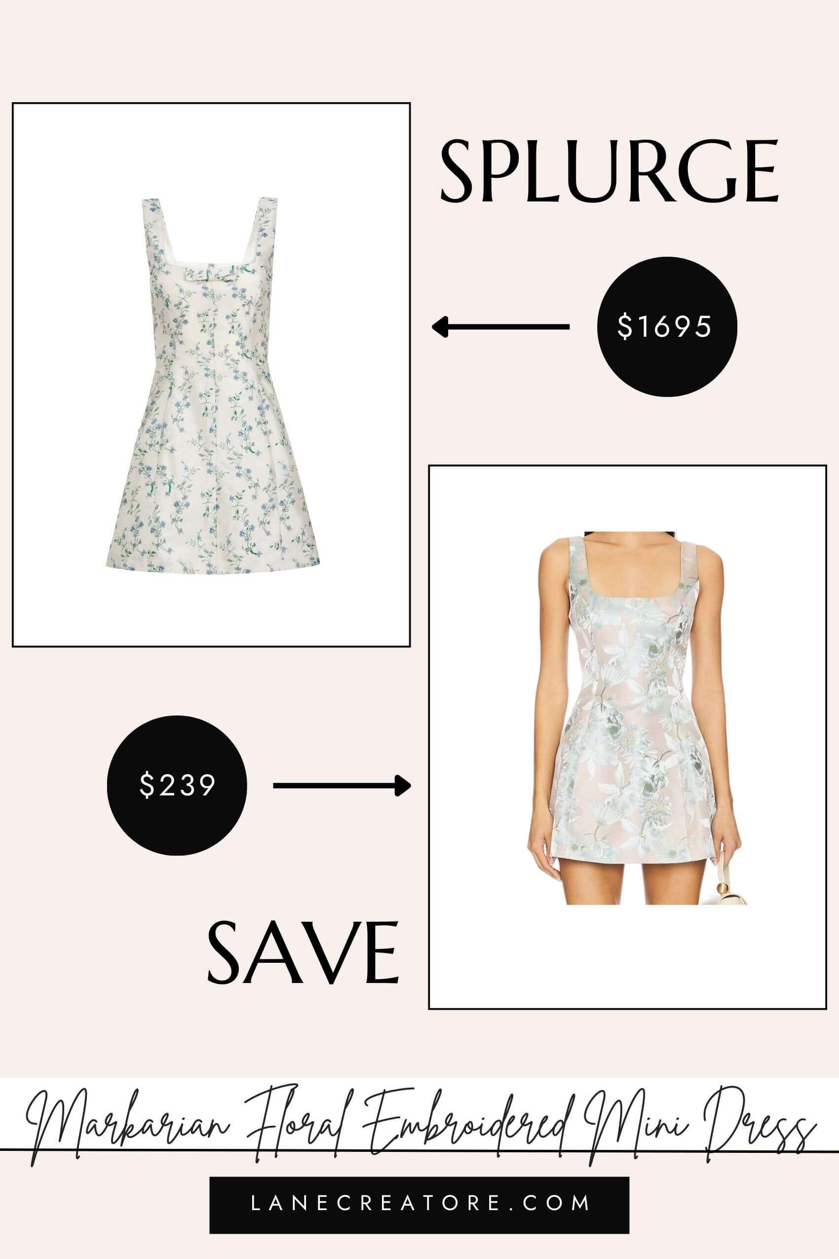 markarian blue floral mini dress dupe