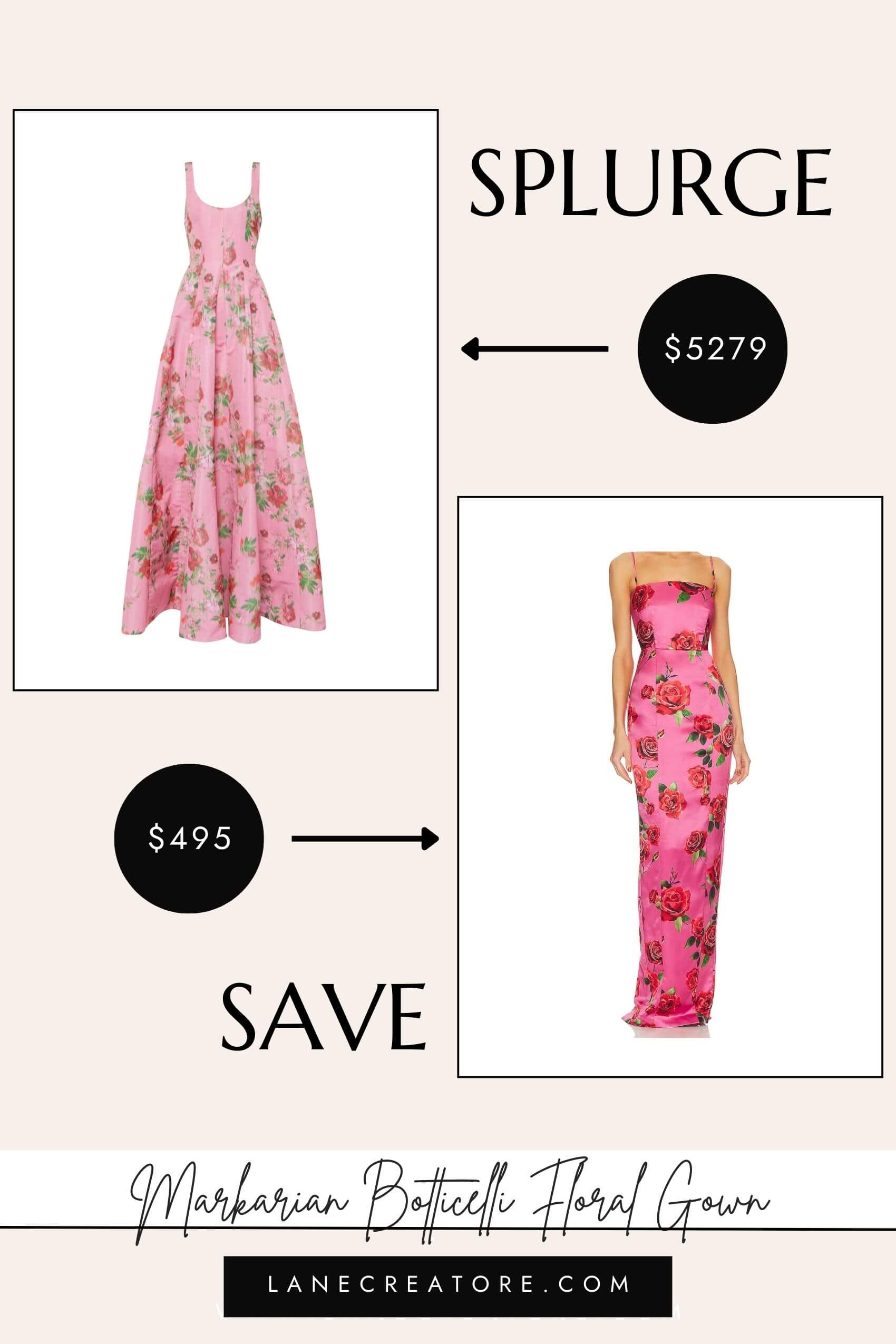 markarian pink floral gown dupe