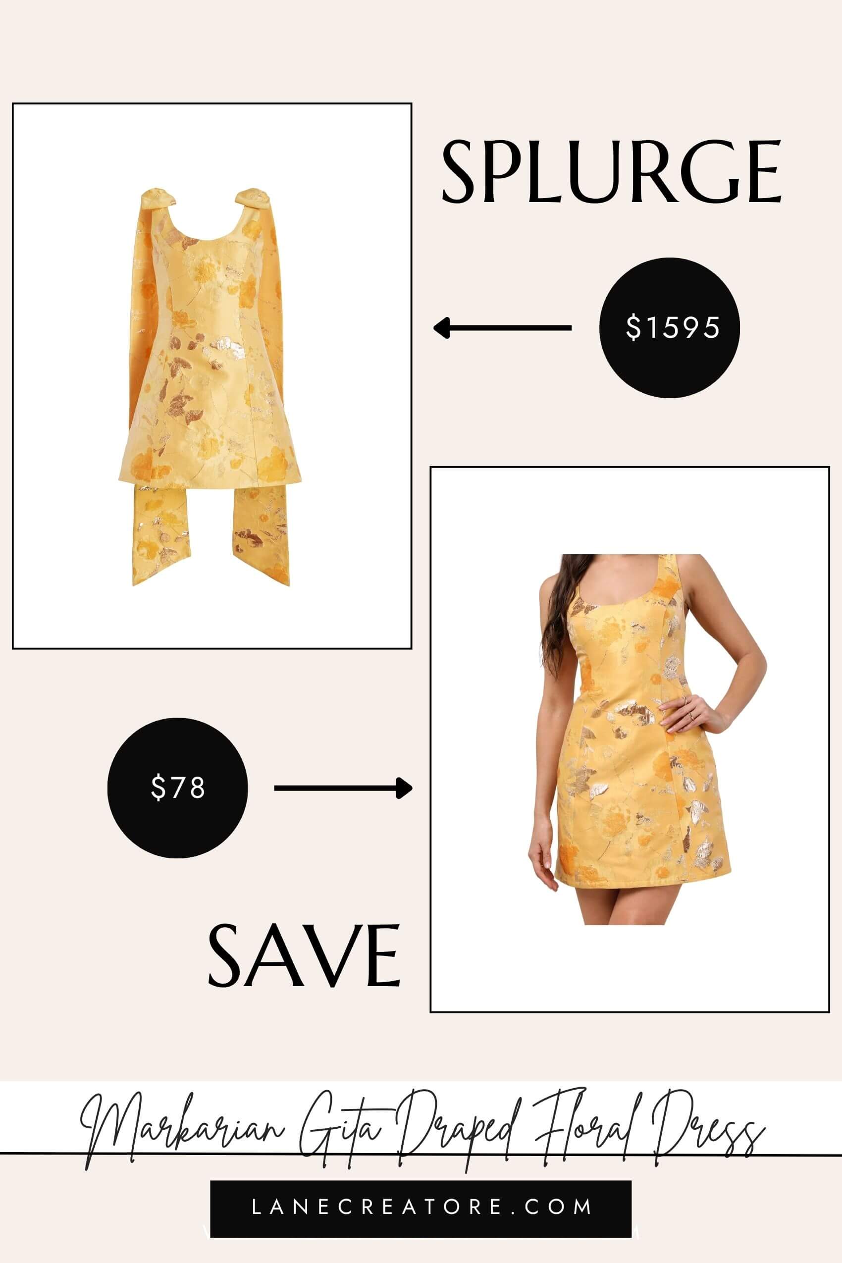 markarian yellow mini dress dupe