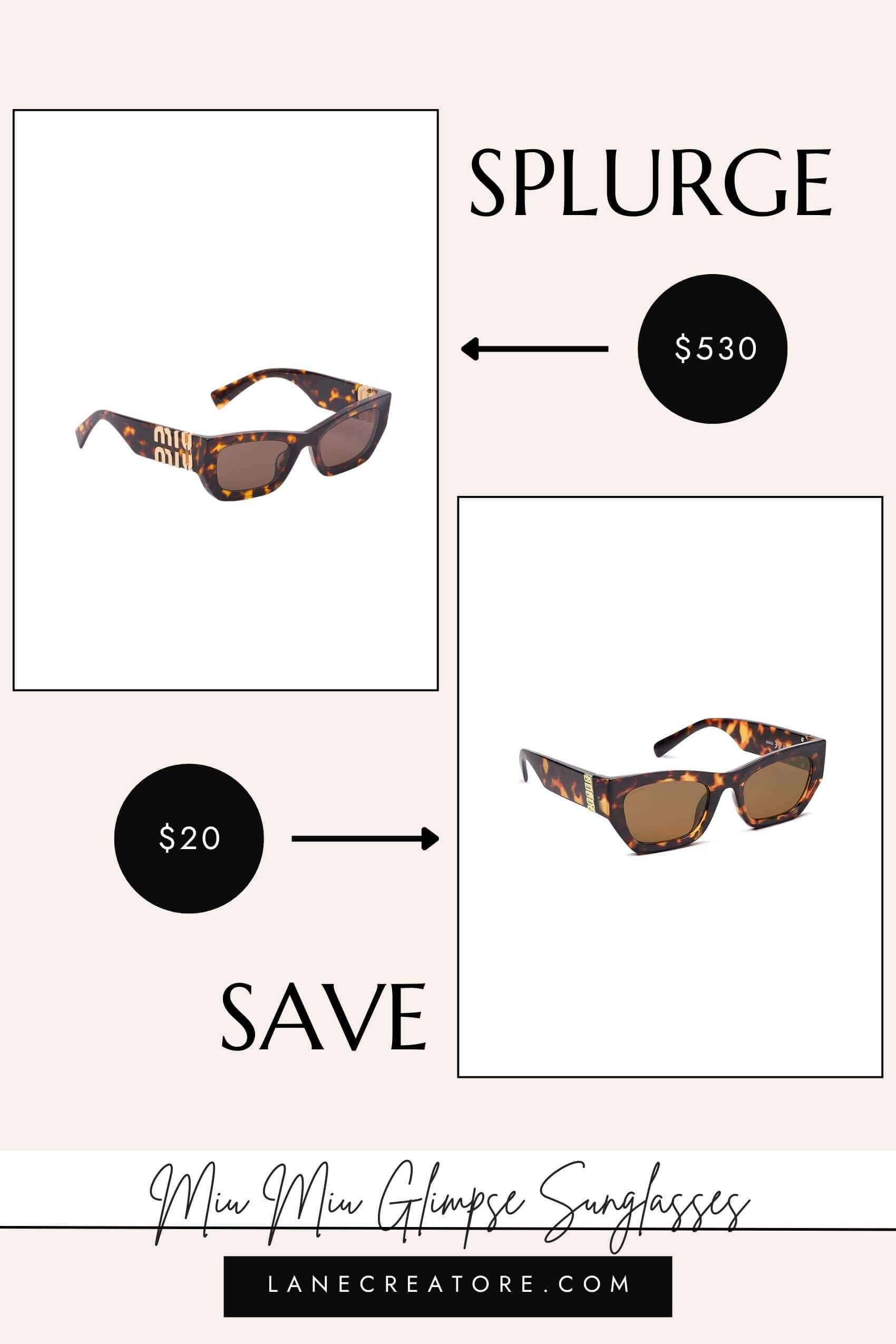 miu miu glimpse sunglasses dupe amazon