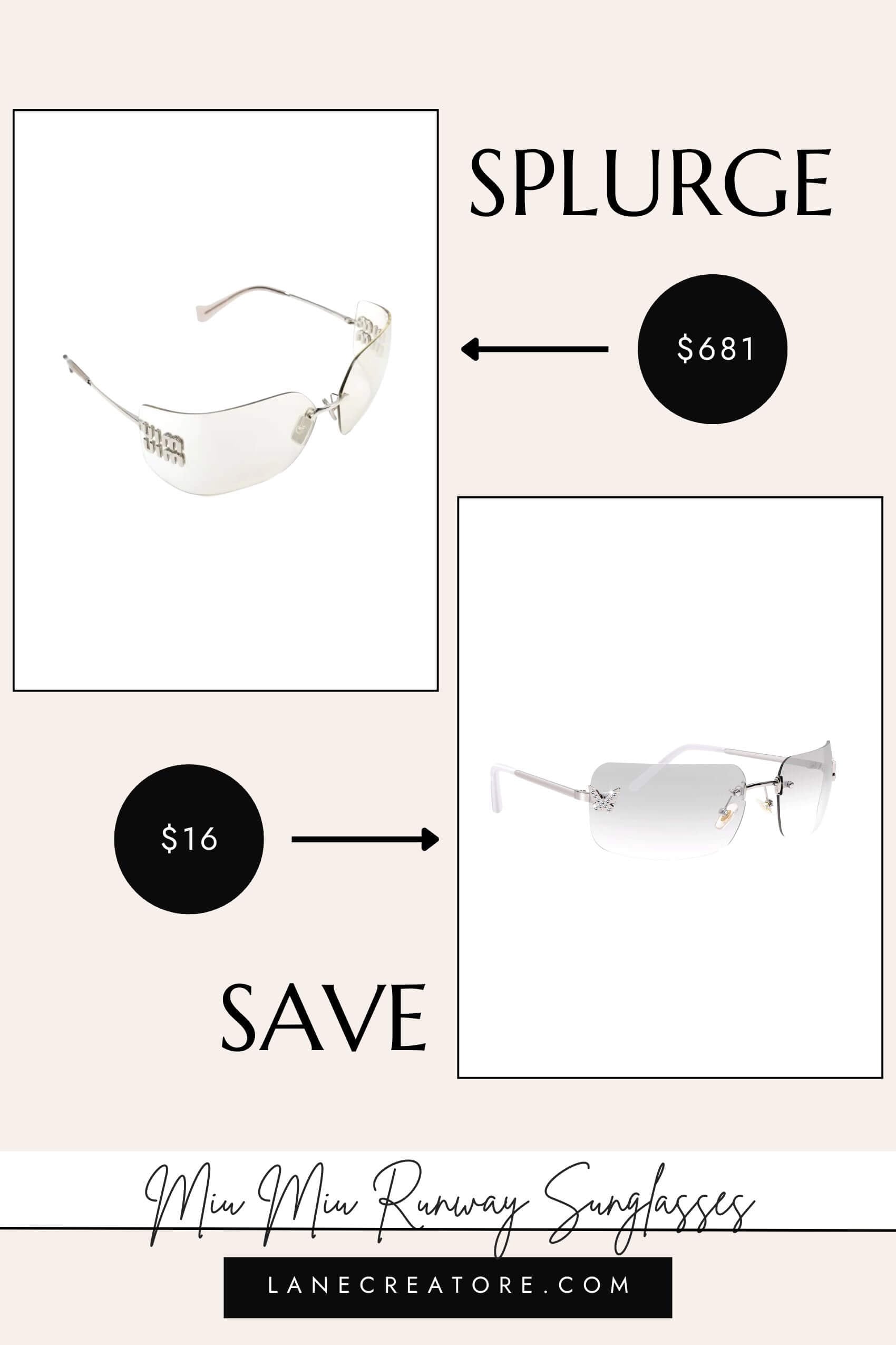 miu miu runway sunglasses dupe