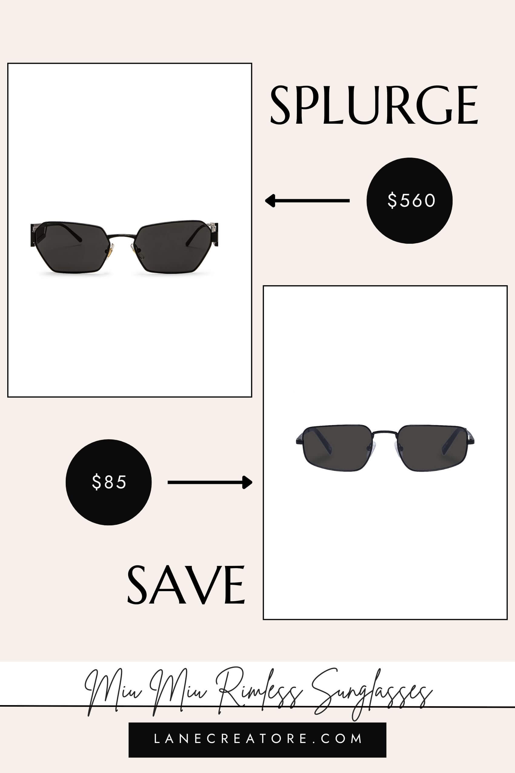 miu miu rimless sunglasses dupe