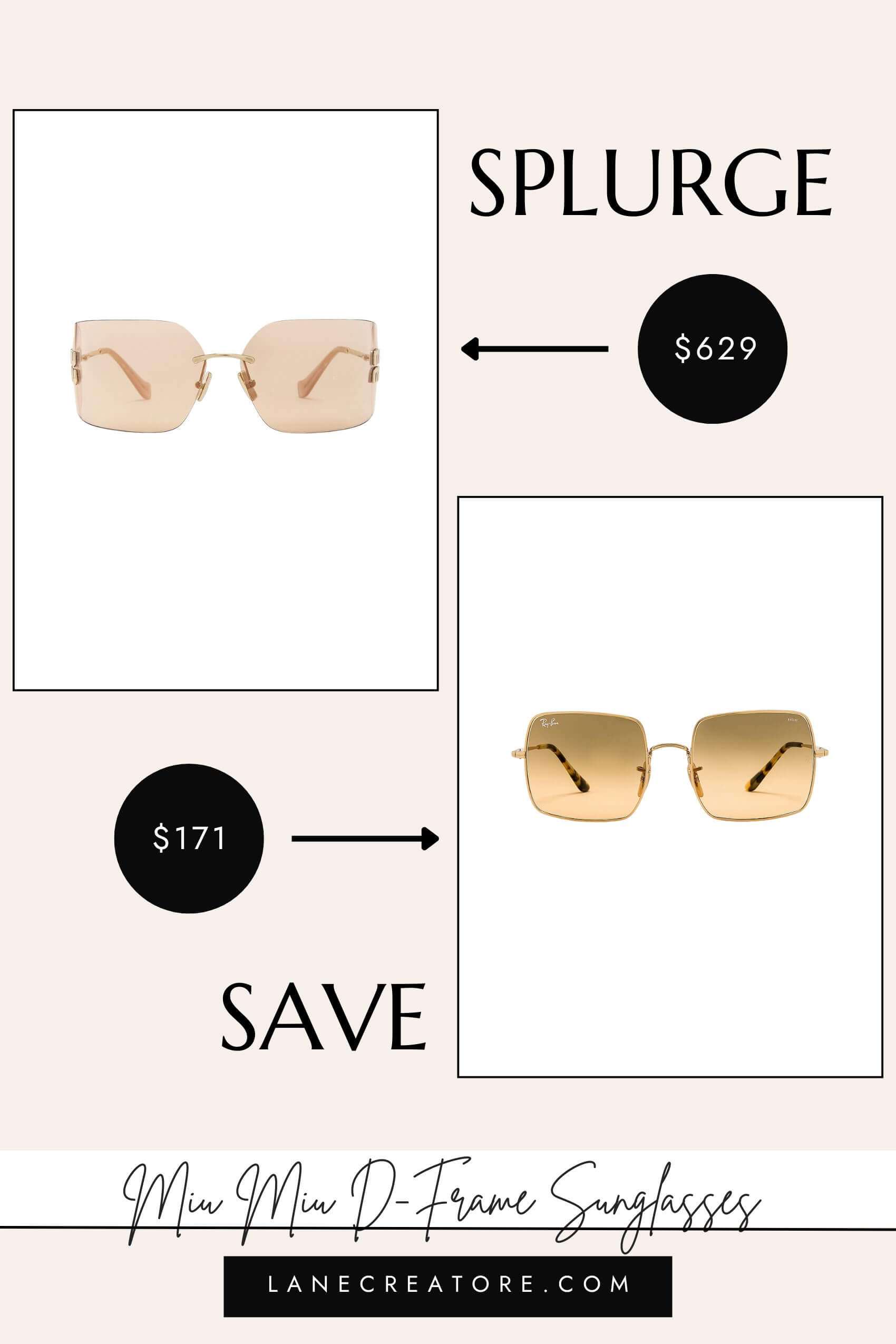 miu miu d frame gold sunglasses dupe