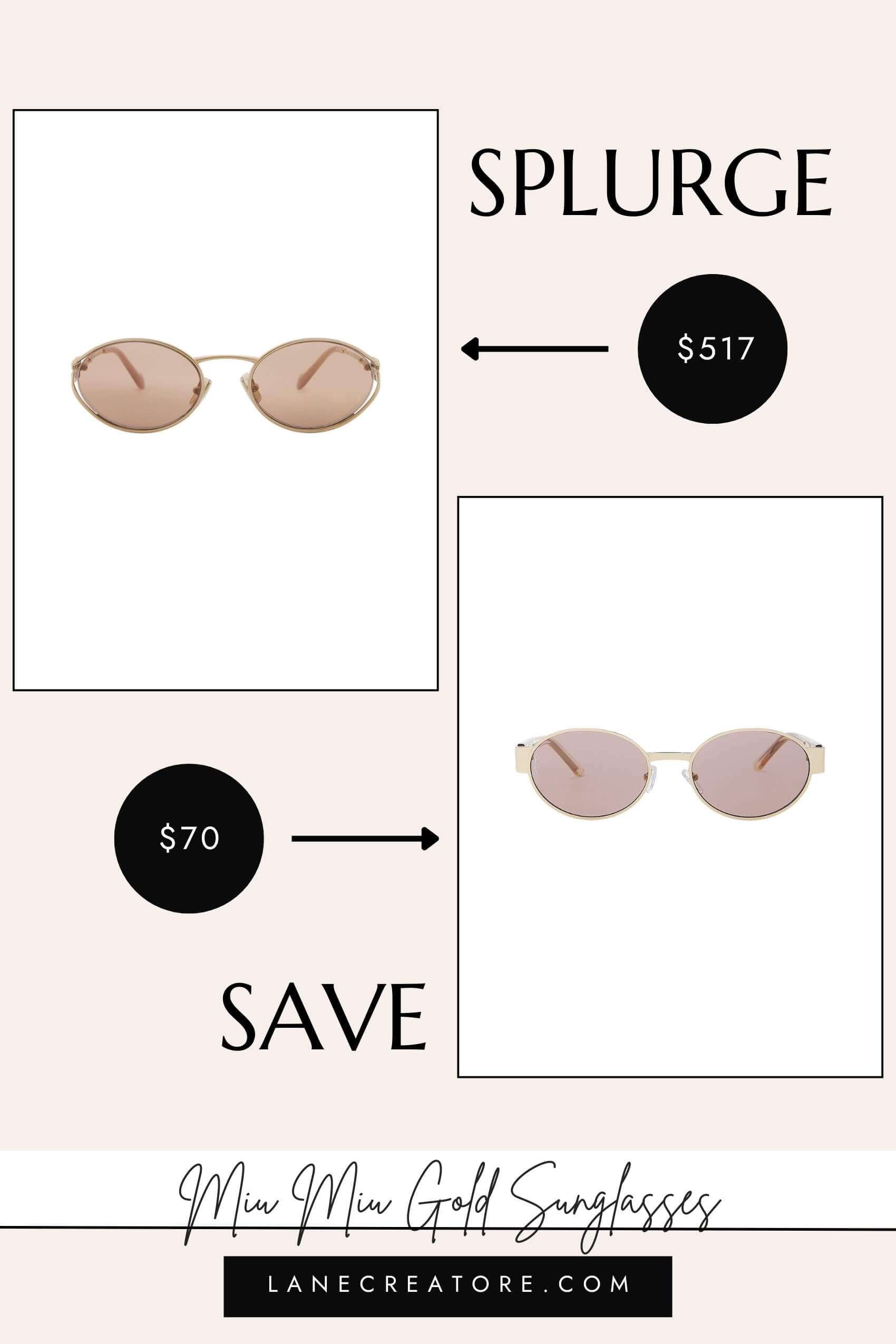 miu miu gold sunglasses dupe