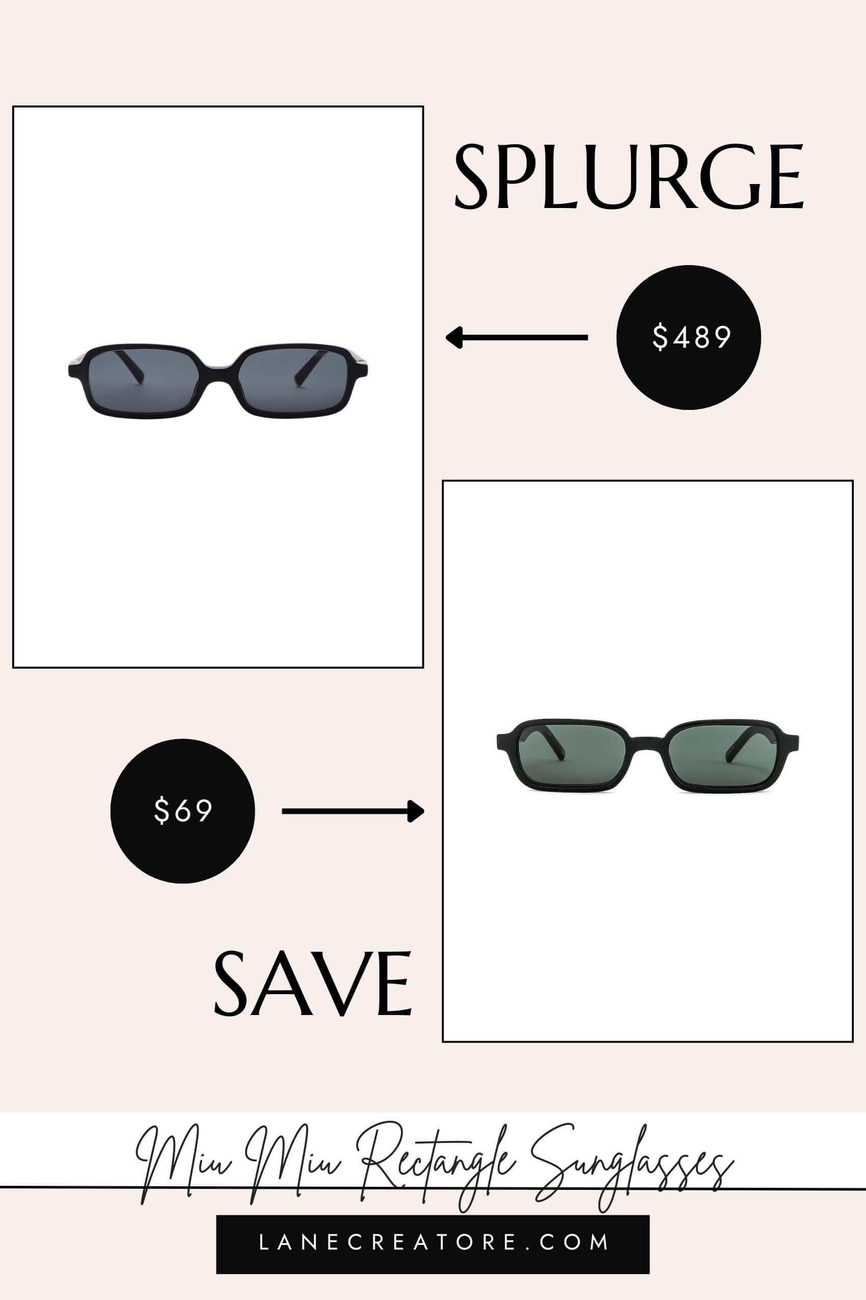miu miu rectangle sunglasses dupe
