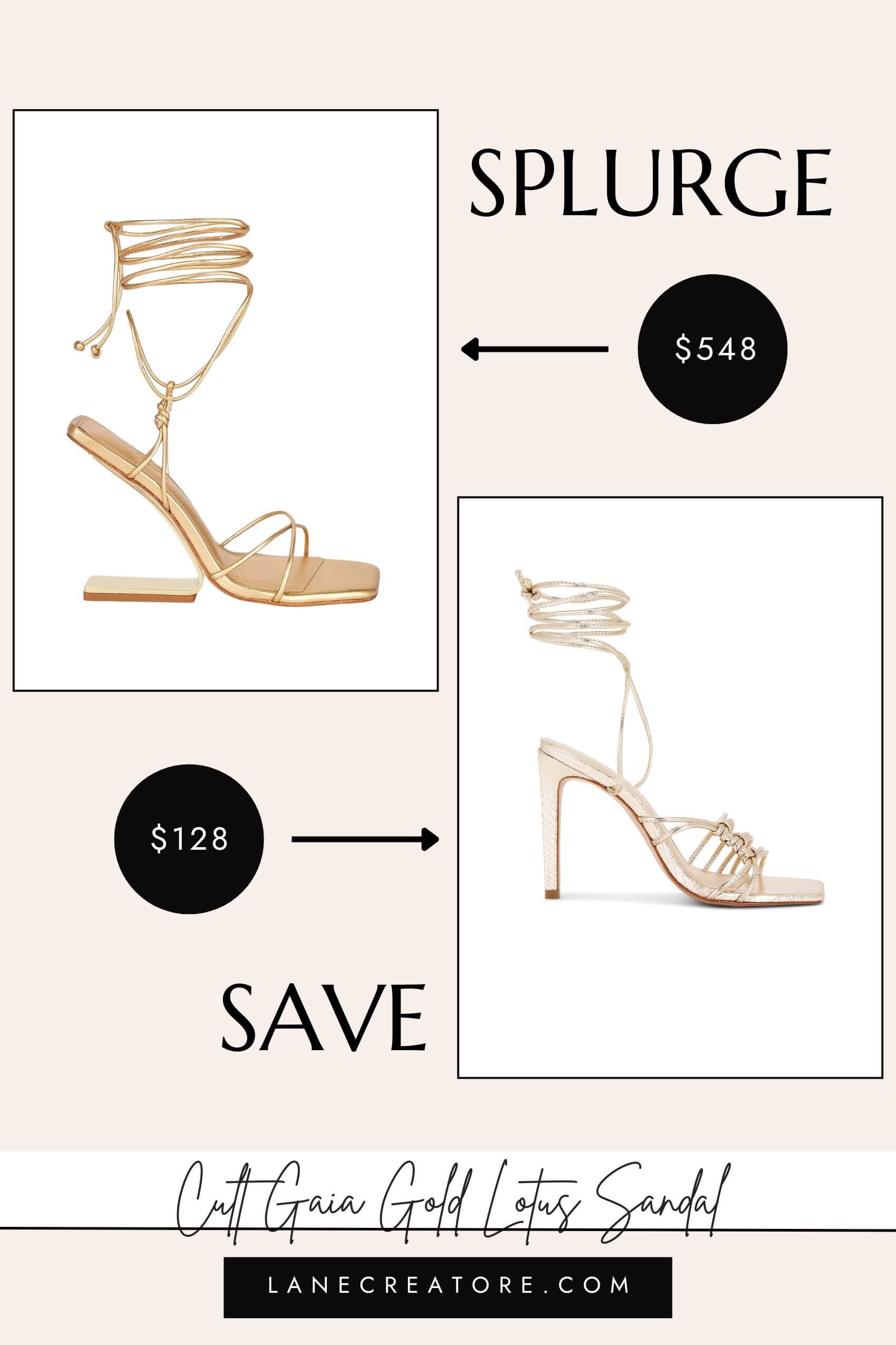 cult gaia gold heels dupe