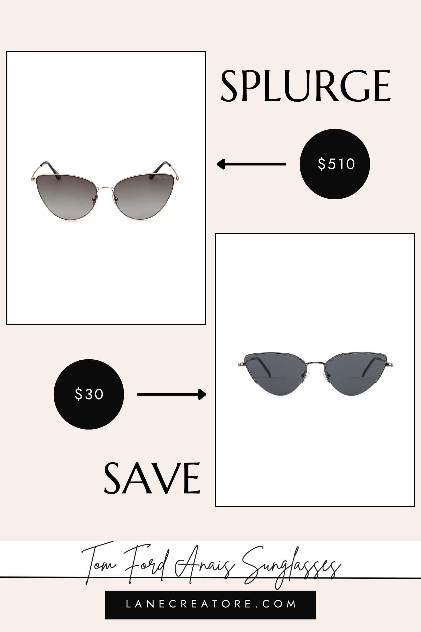 tom ford metal  cat eyue sunglasses dupe