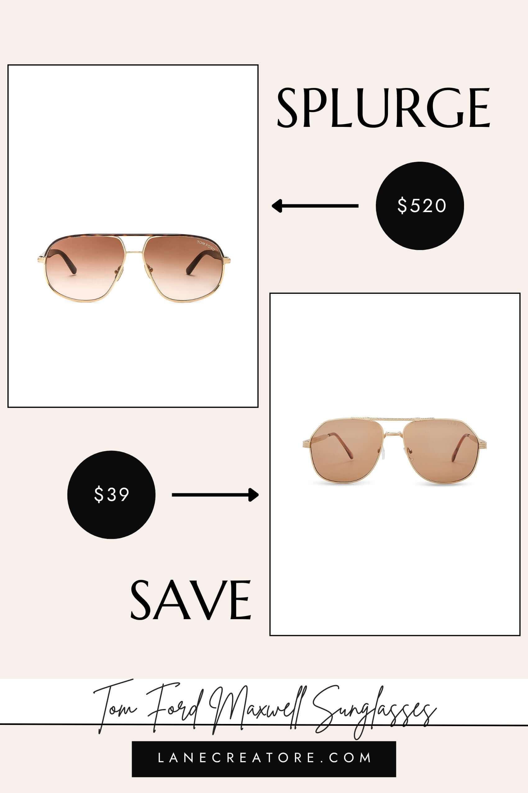 tom ford gold aviator sunglasses dupe