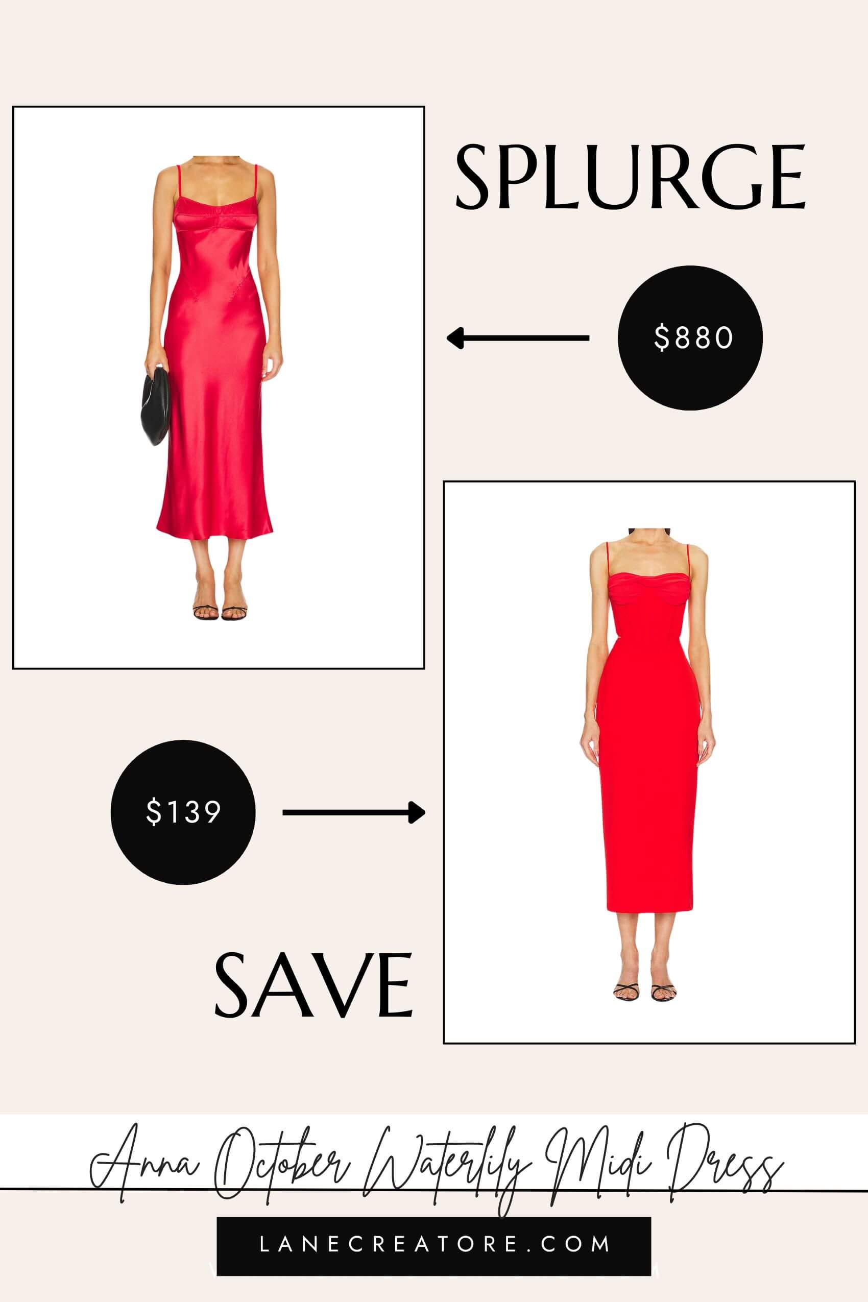 anna october red waterlily dress dupe