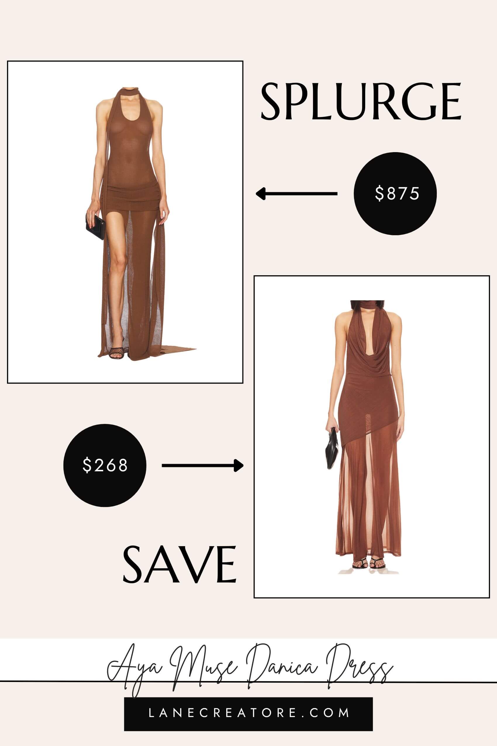 aya muse brown dress dupe