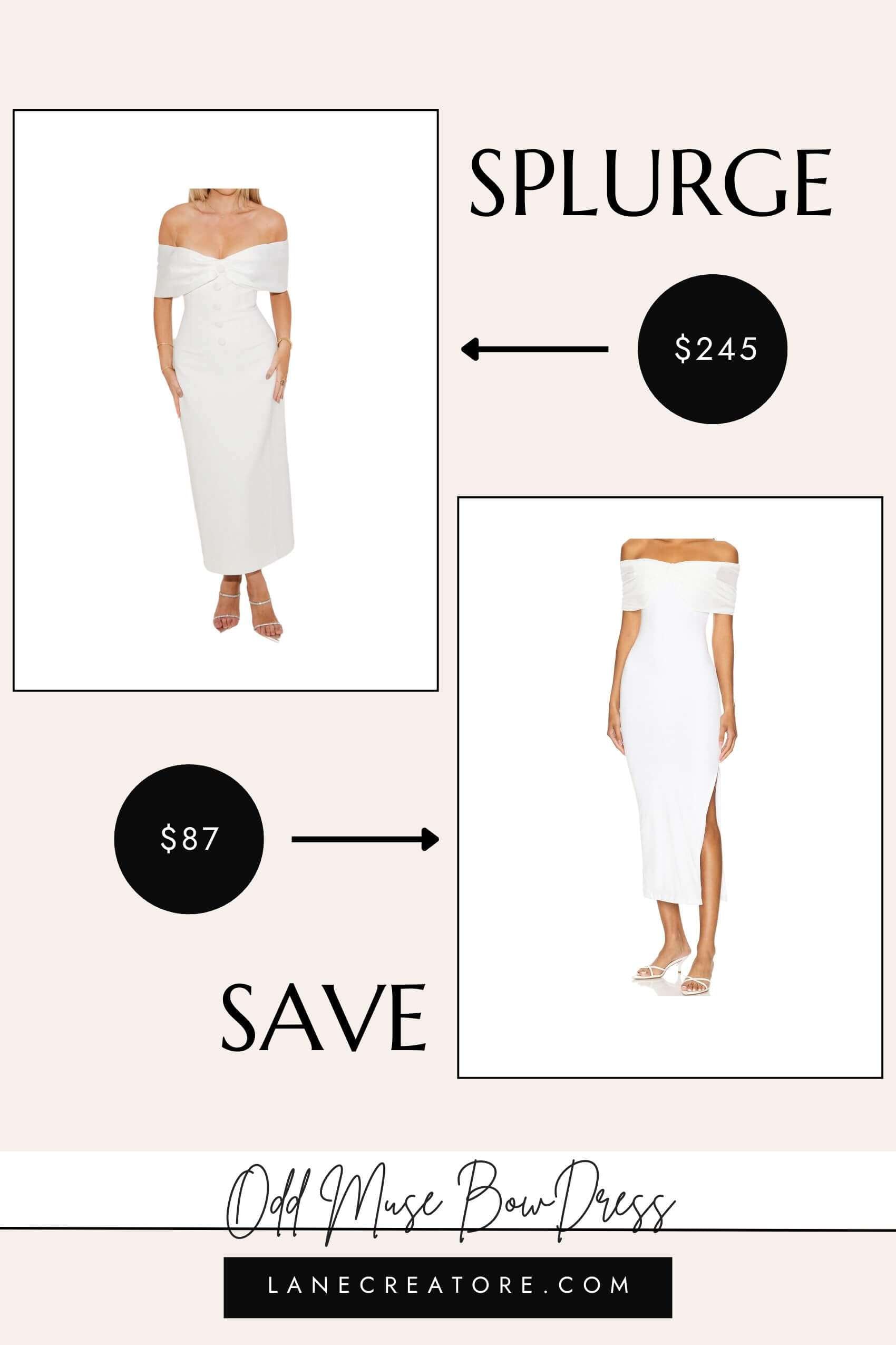 odd muse bow dress dupe