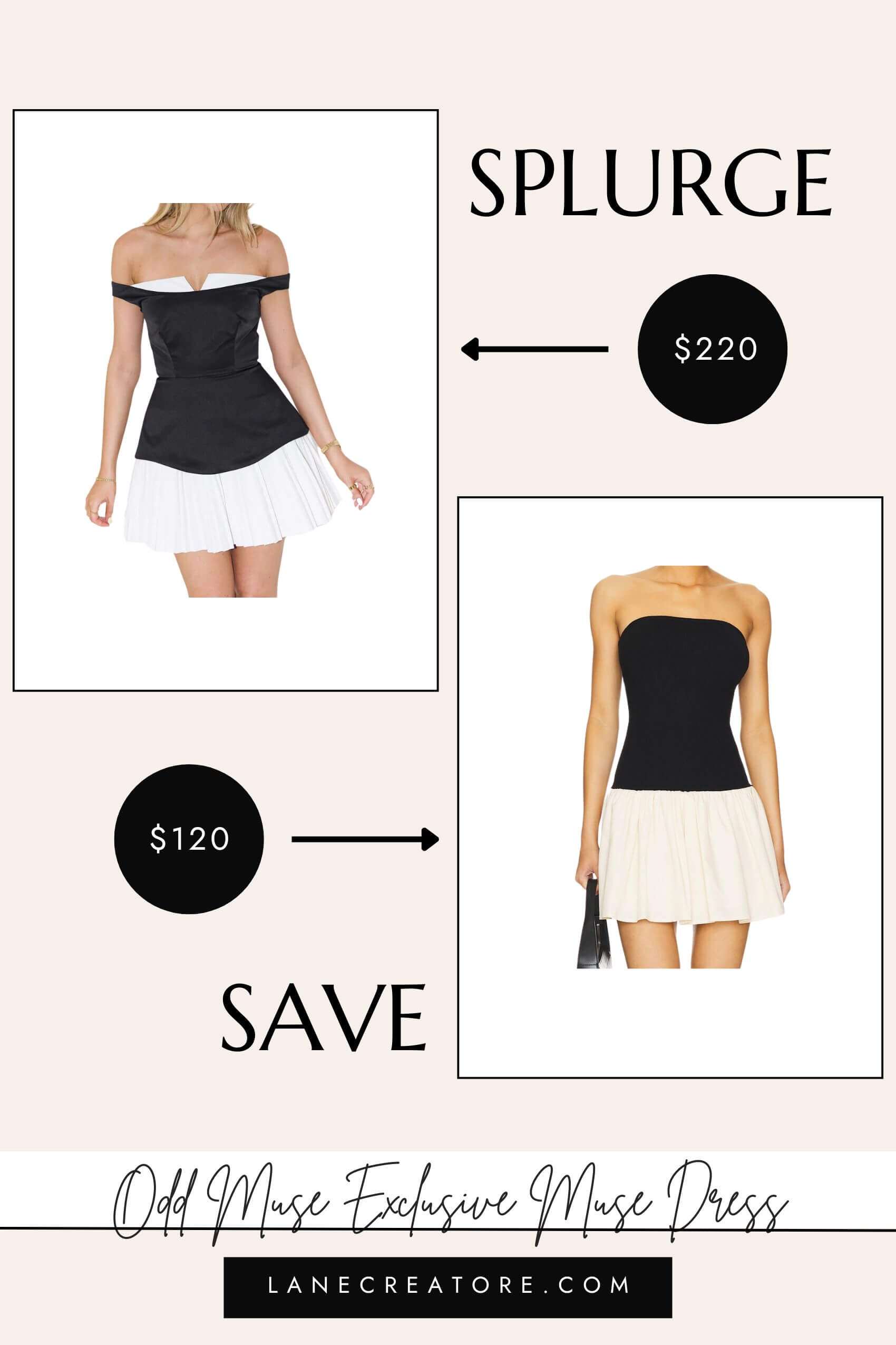 odd muse black and white mini dress dupe