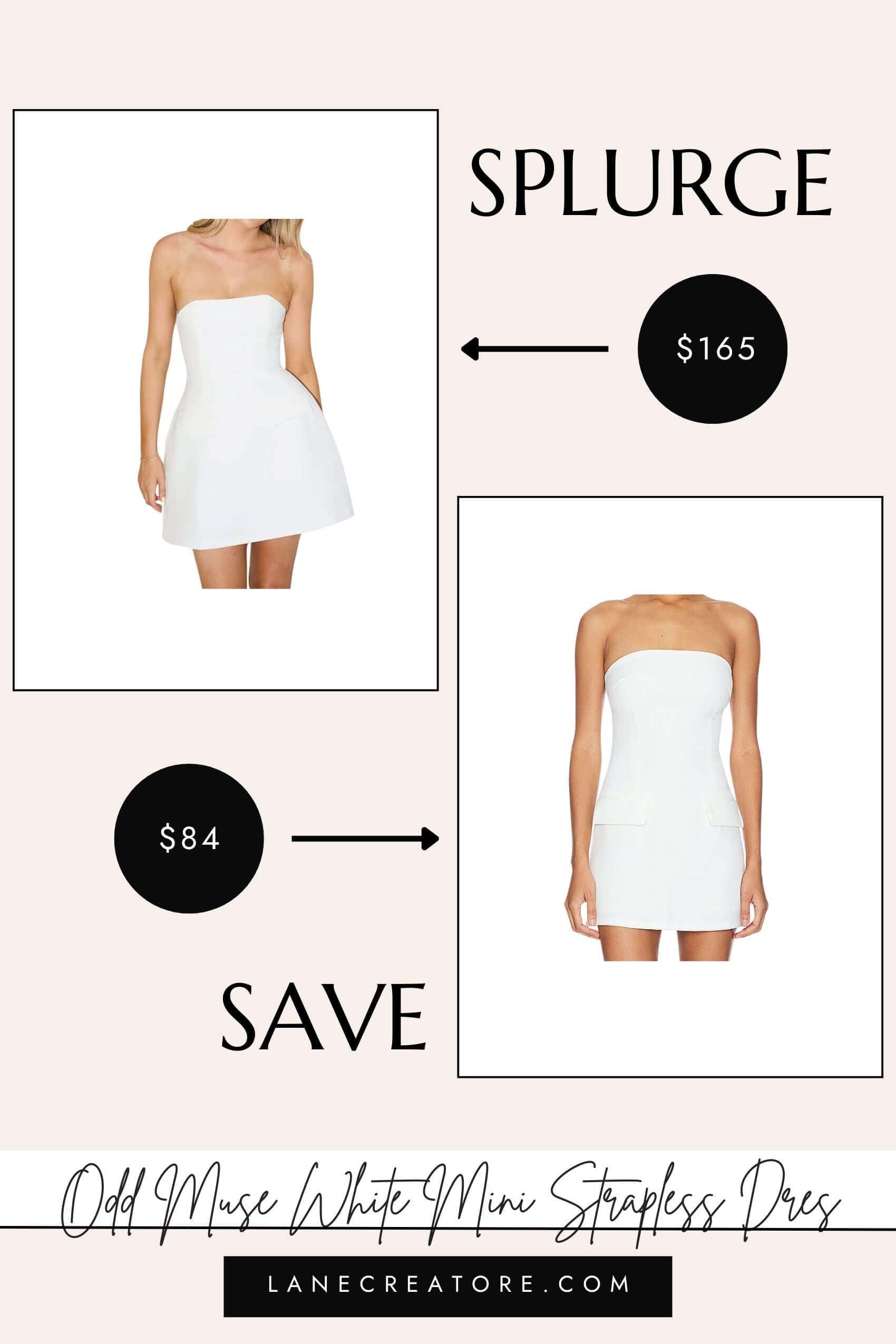 odd muse white strapless mini dress dupe