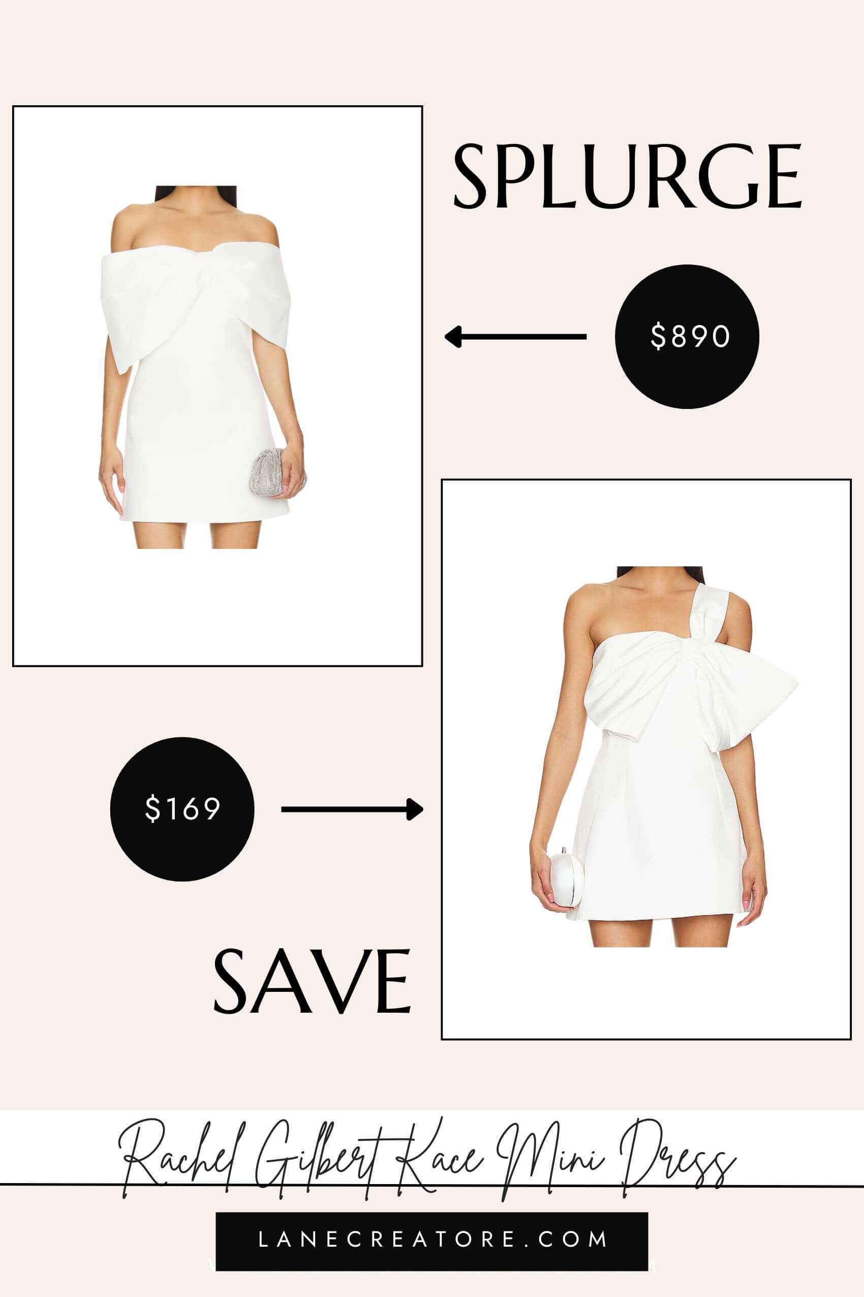 rachel gilbert white bow dress dupe