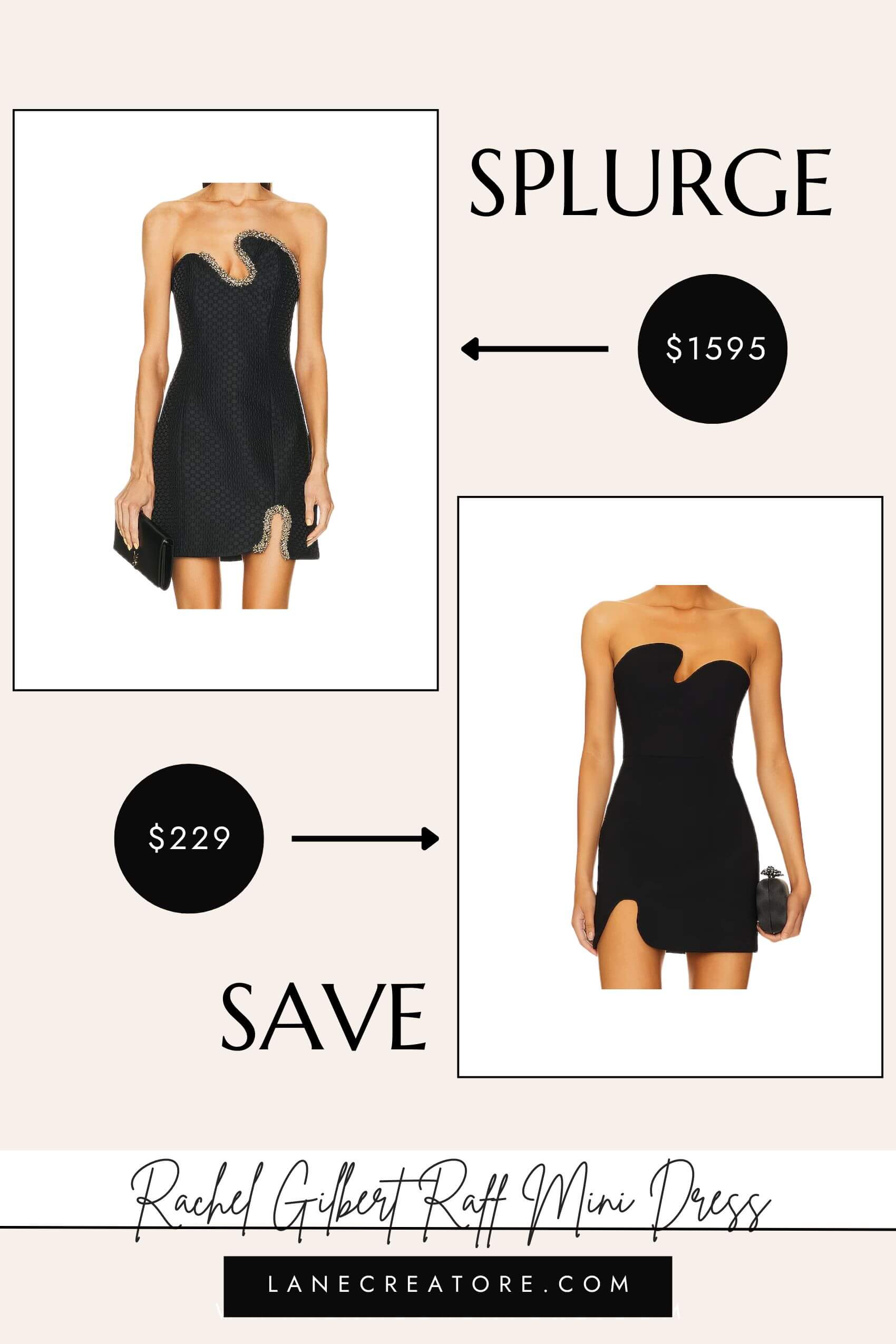 rachel gilbert black mini dress dupe