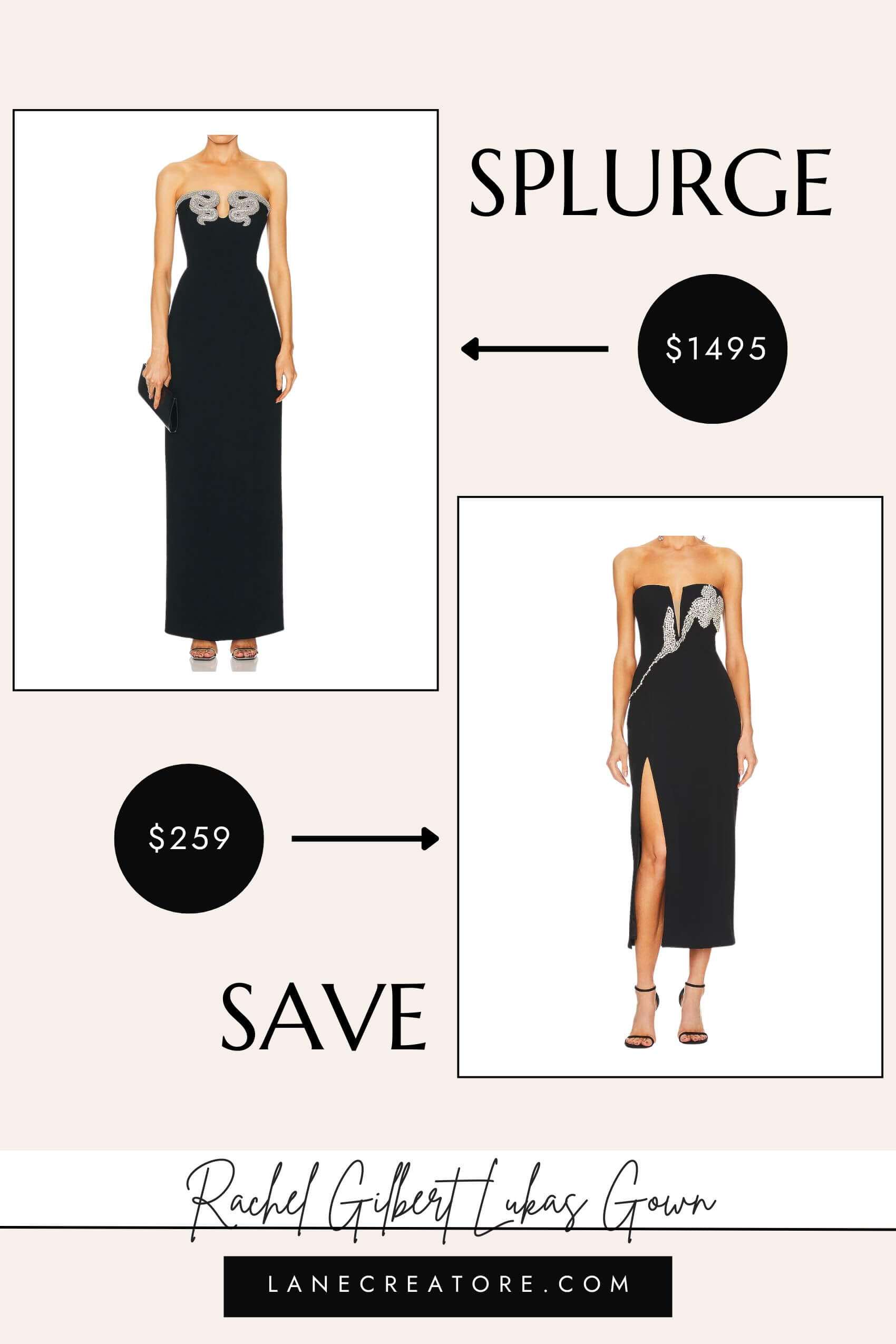 rachel gilbert black gown dupe