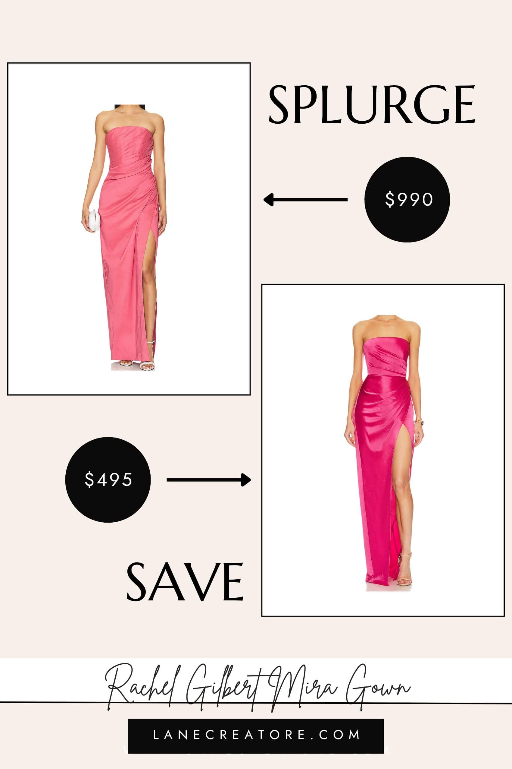 rachel gilbert pink gown dupe