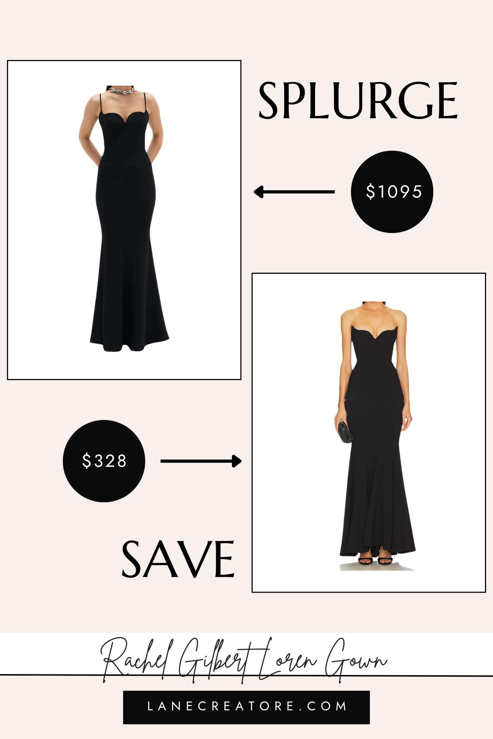 rachel gilbert loren black gown dupe