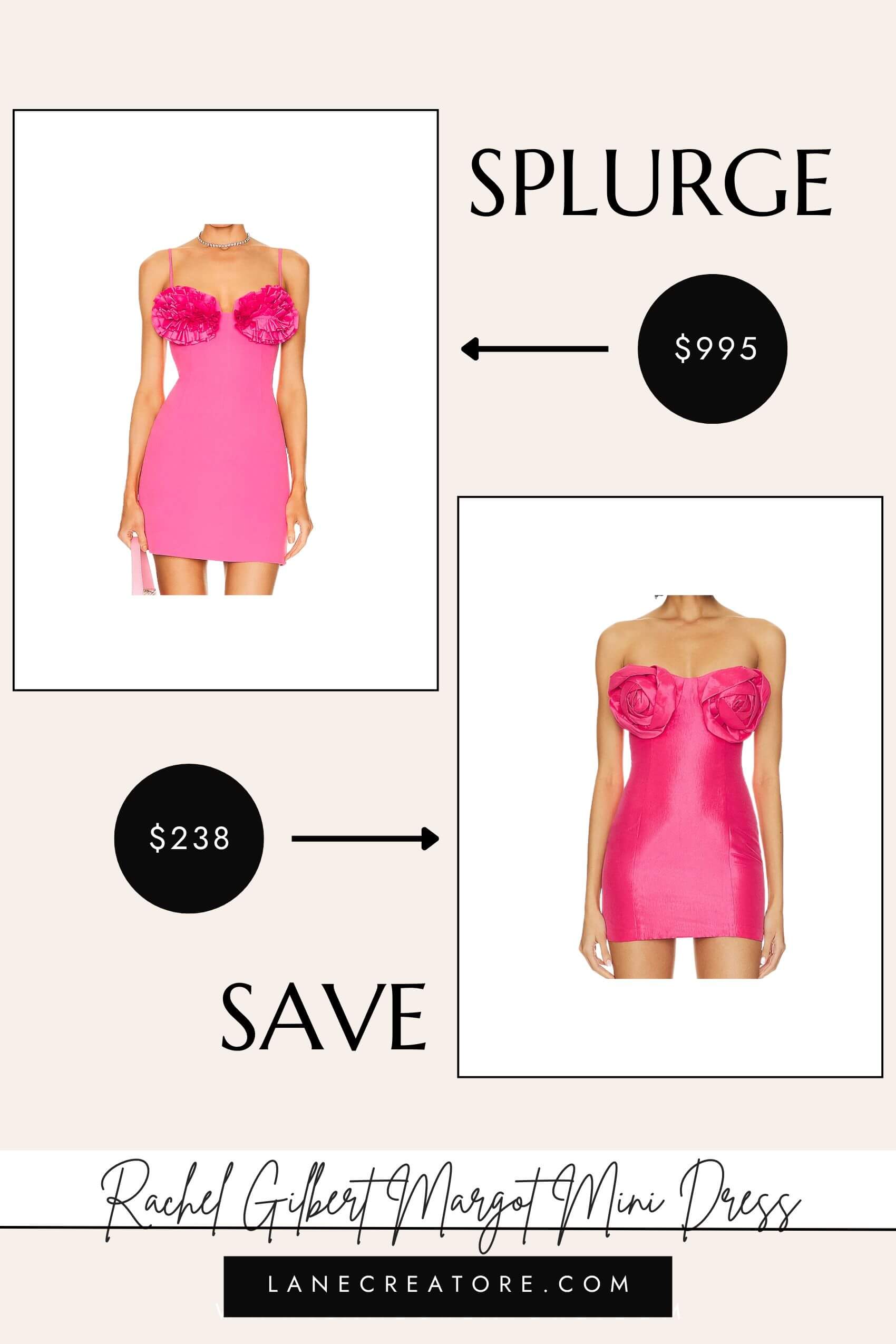 rachel gilbert pink margot mini dress dupe