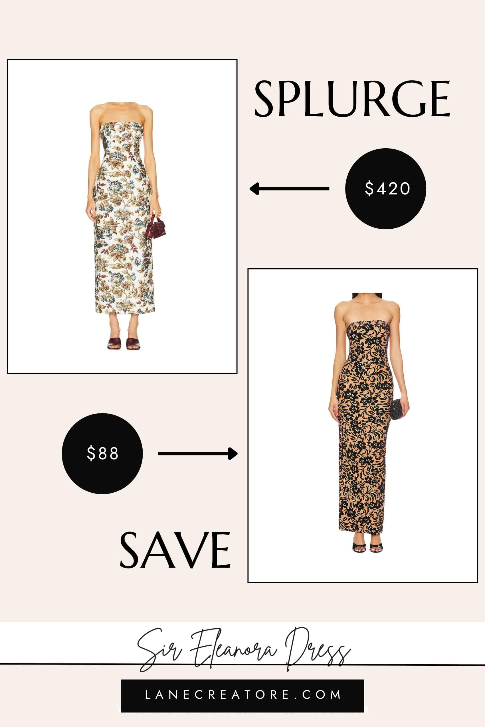 sir the label strapless dress dupe