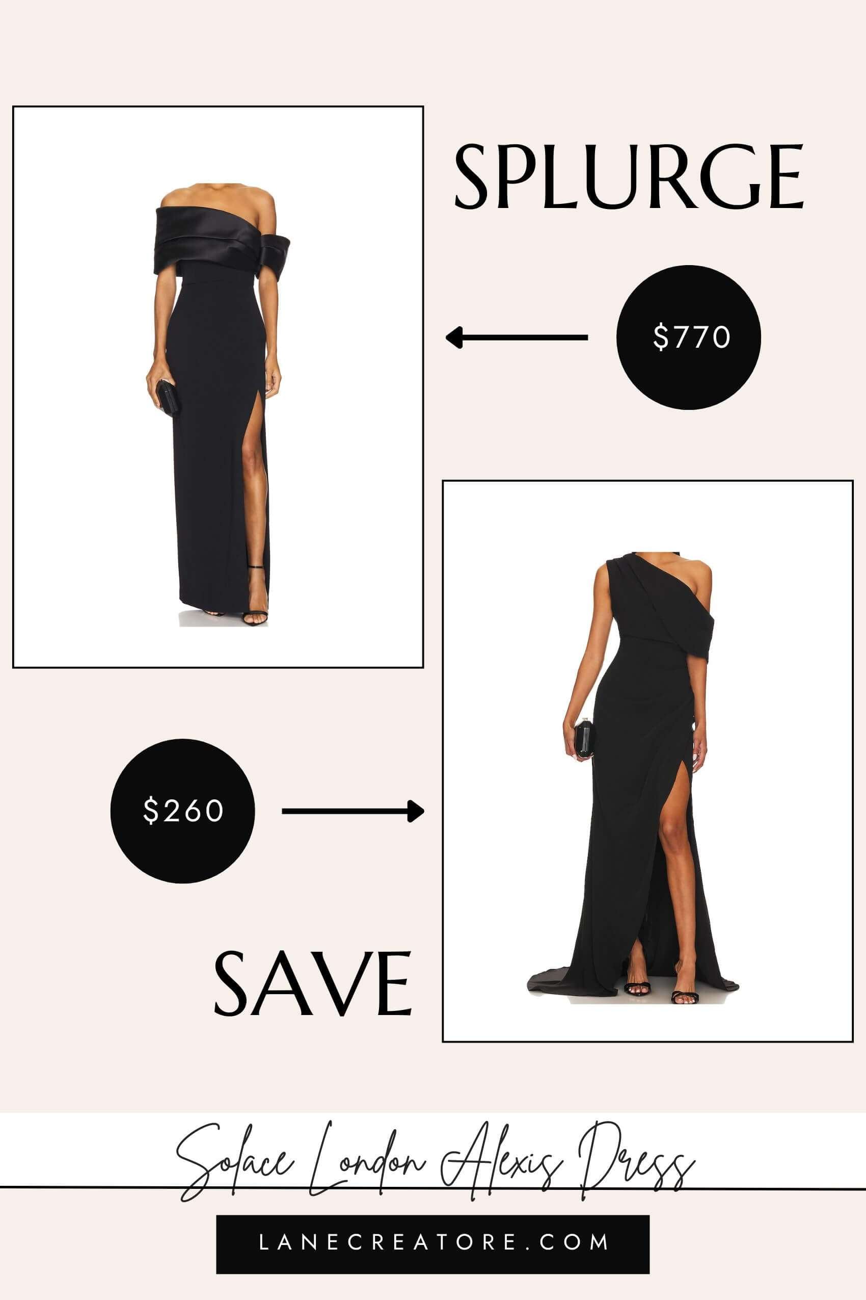 solace london black gown dupe