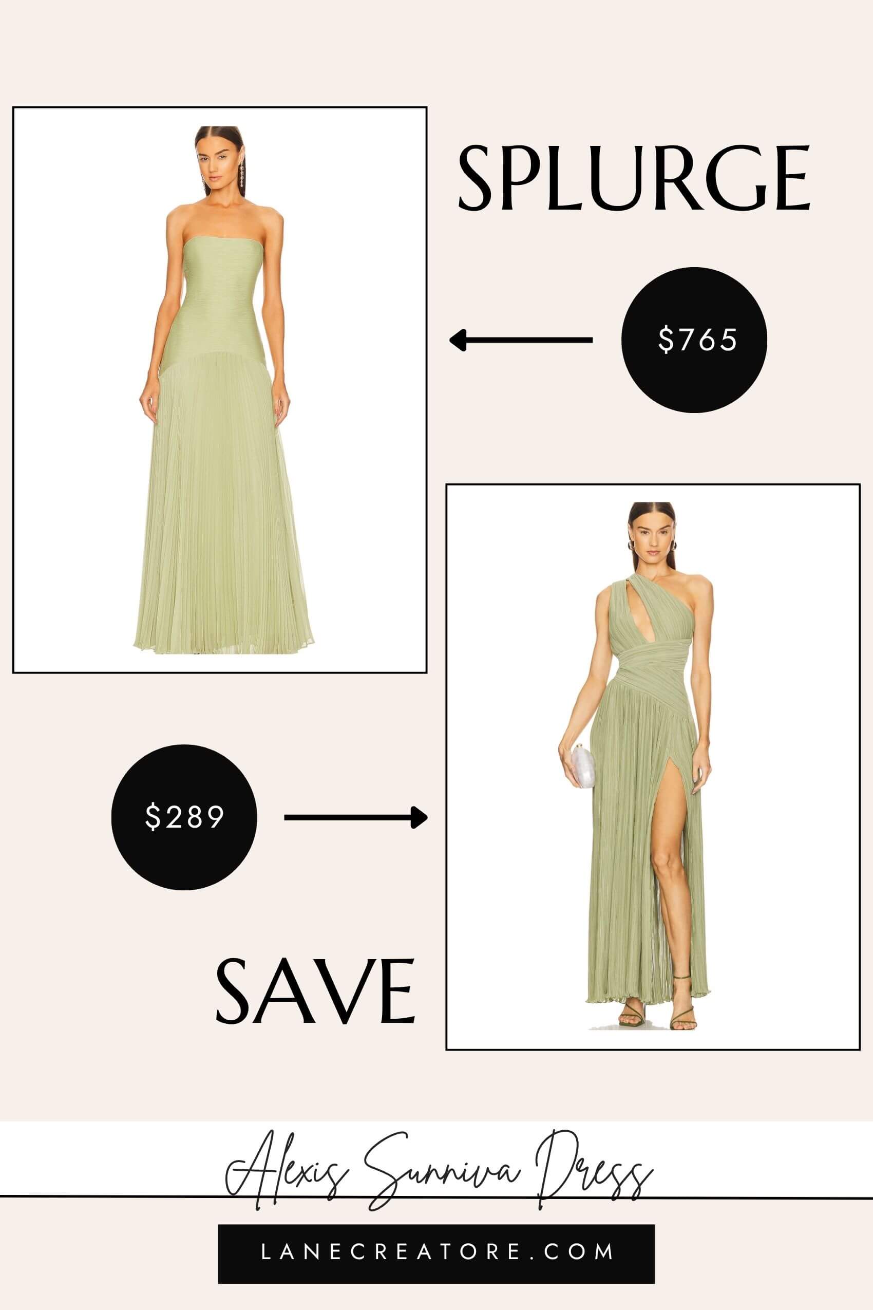 alexis sunniva sage green dress dupe
