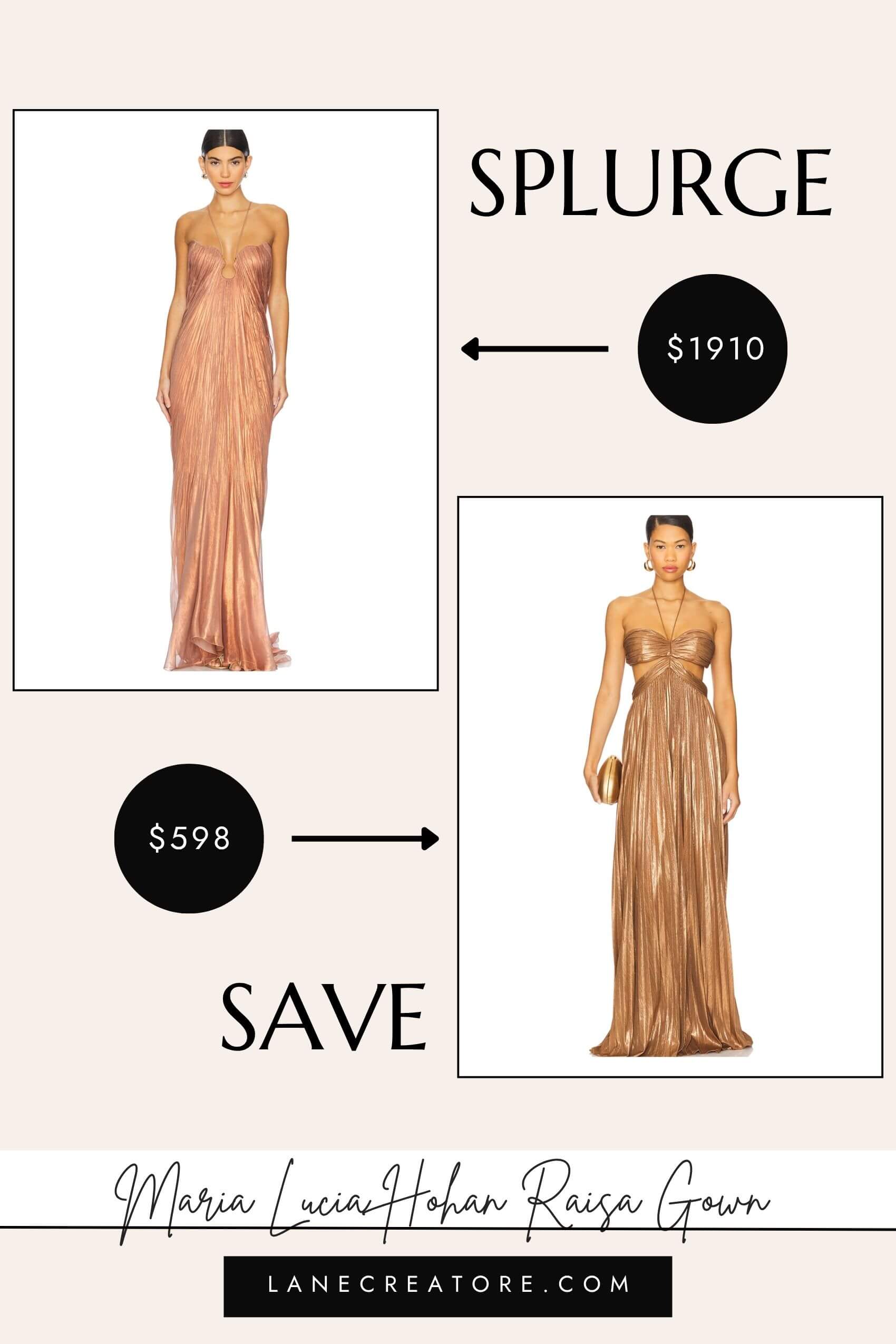 maria lucia hohan bronze halter dress dupe