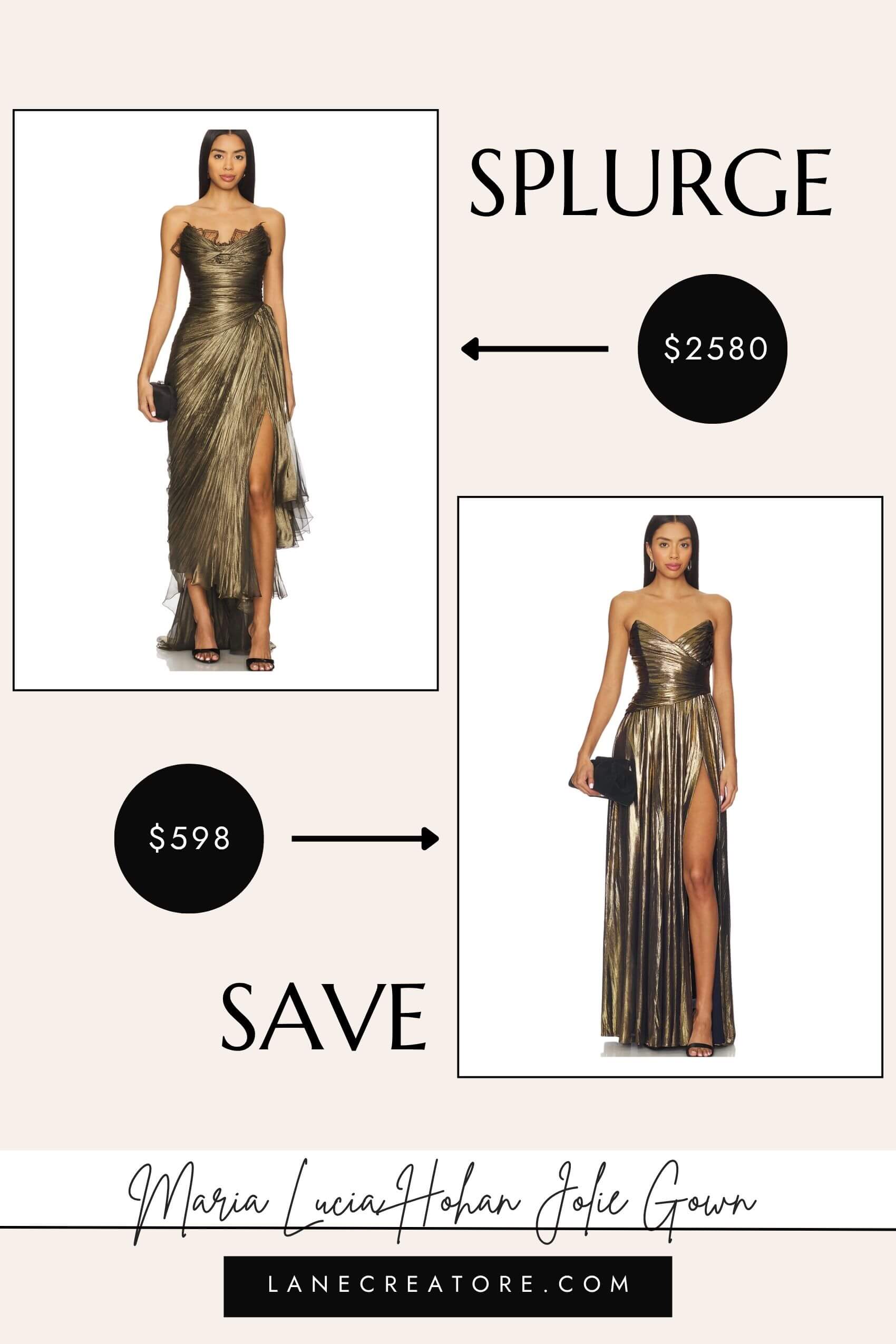 maria lucia hohan gold strapless jolie dress dupe