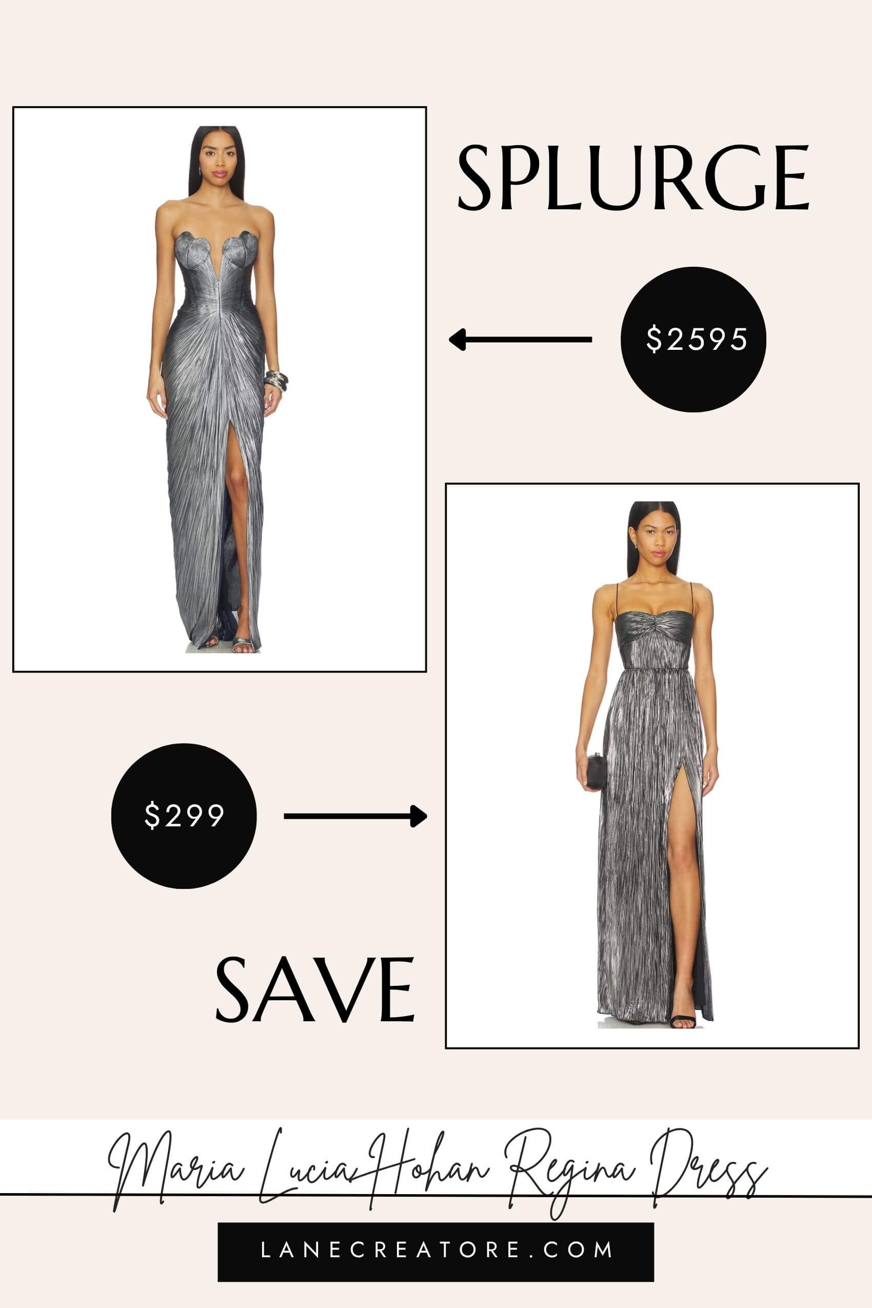 maria lucia hohan silver strapless dress dupe
