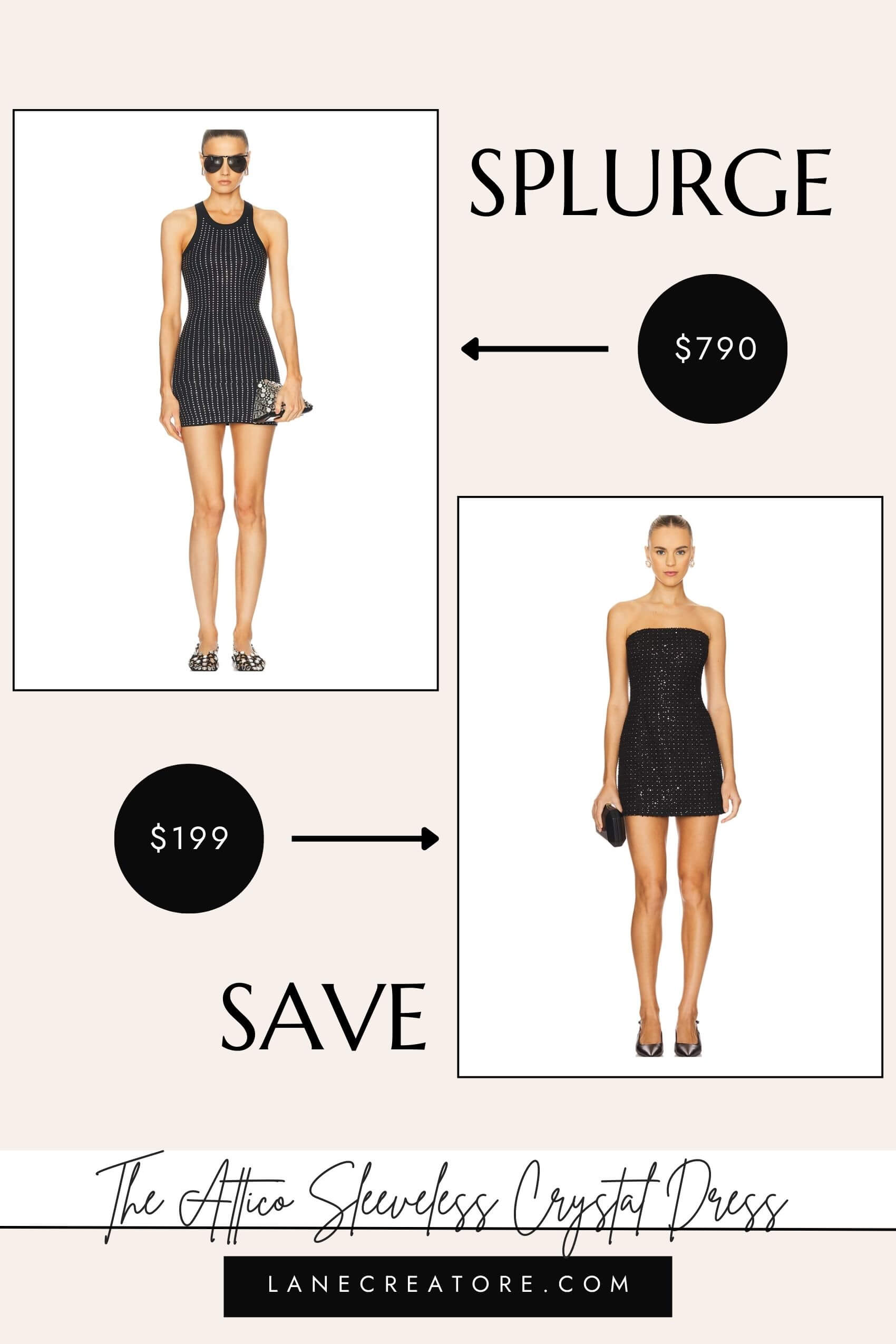 the attico sleeveless crystal mini dress dupe