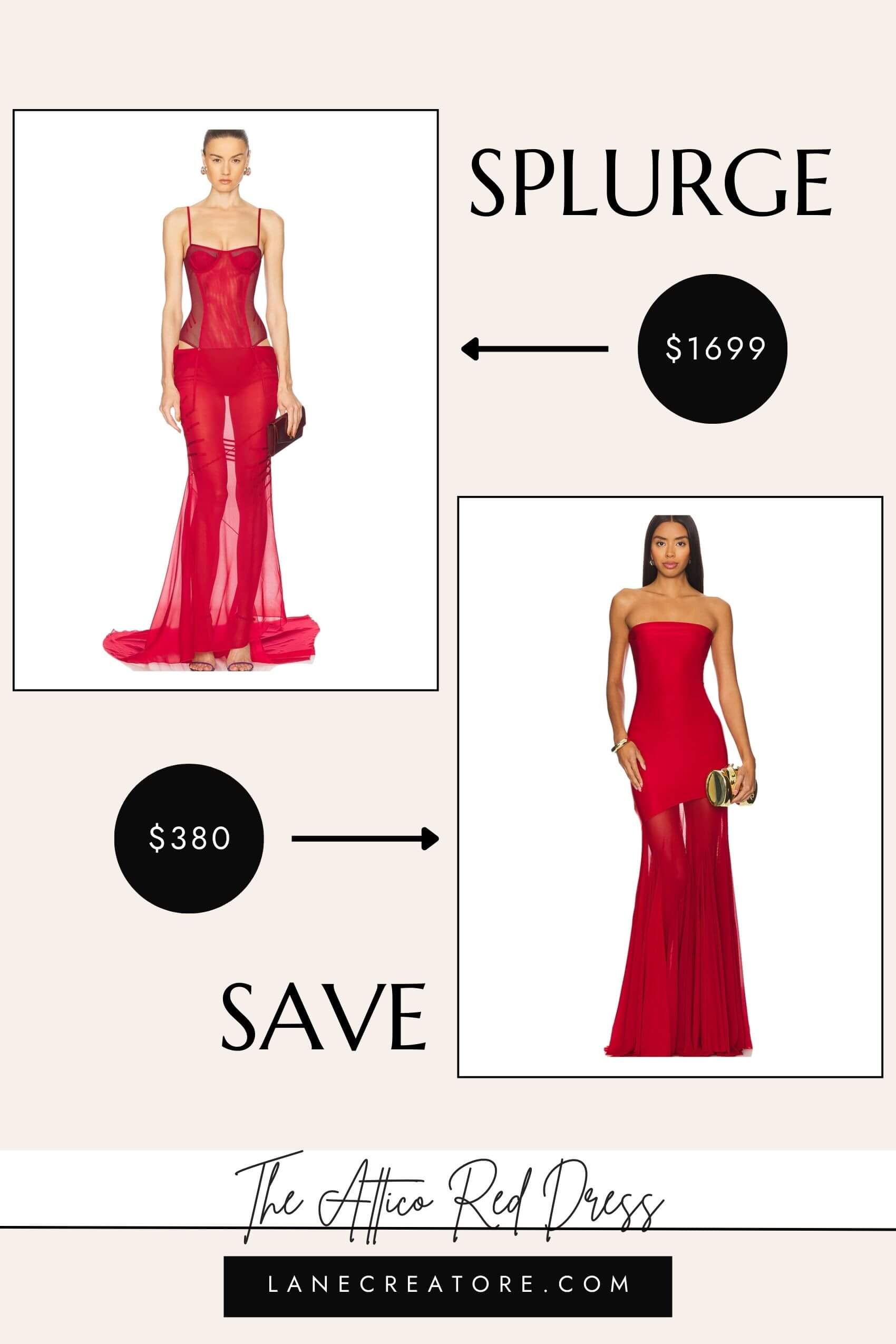 the attico red sheer dress dupe