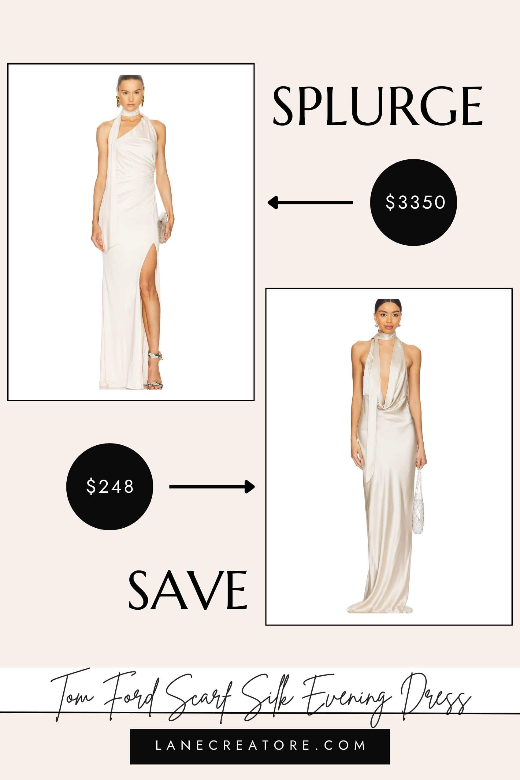 tom ford white scarf silk gown dupe