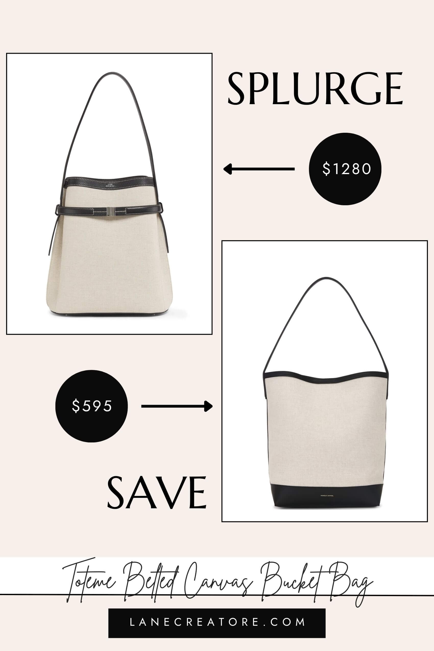 toteme belted canvas bucket bag dupe