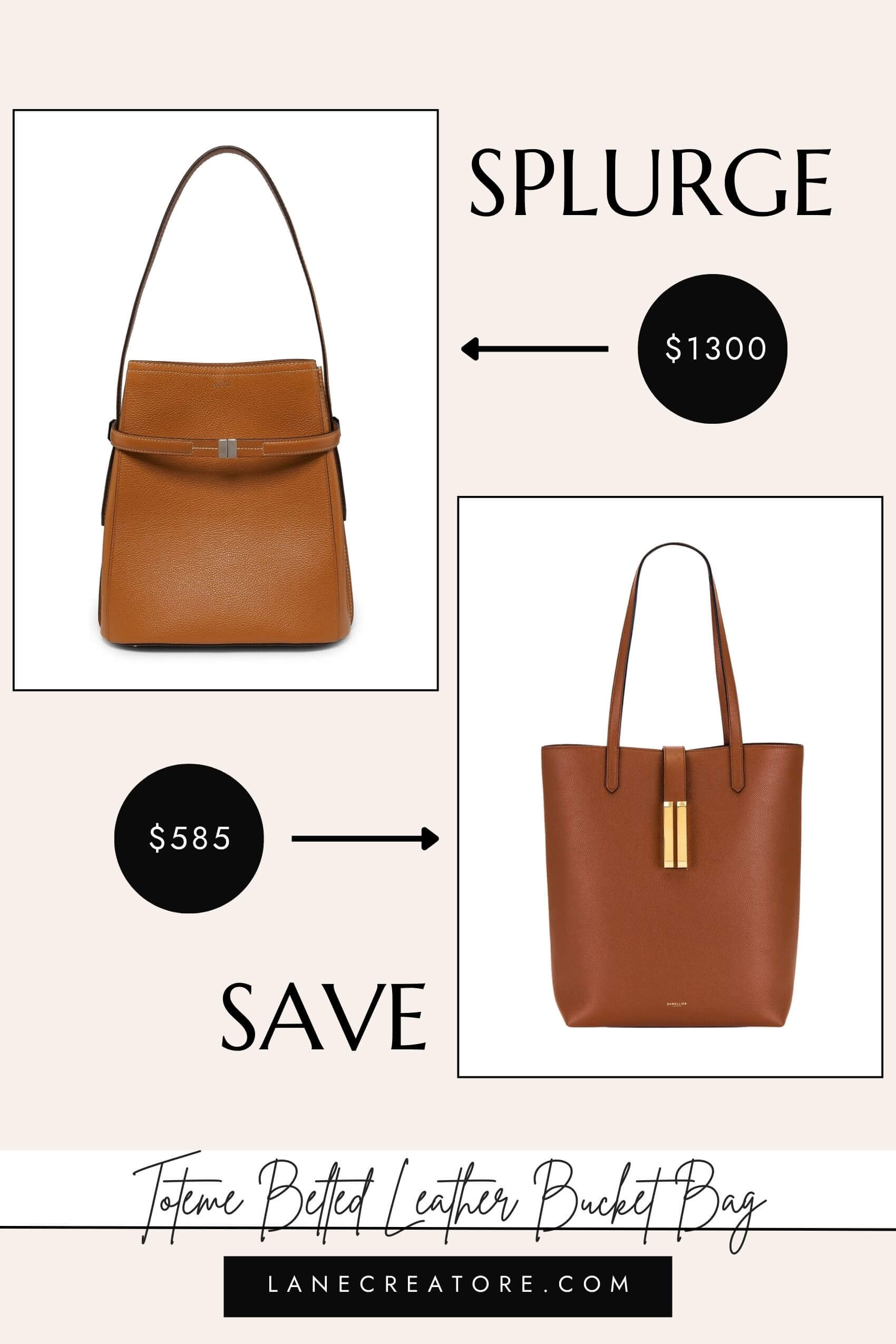 toteme belted leather bucket bag dupe
