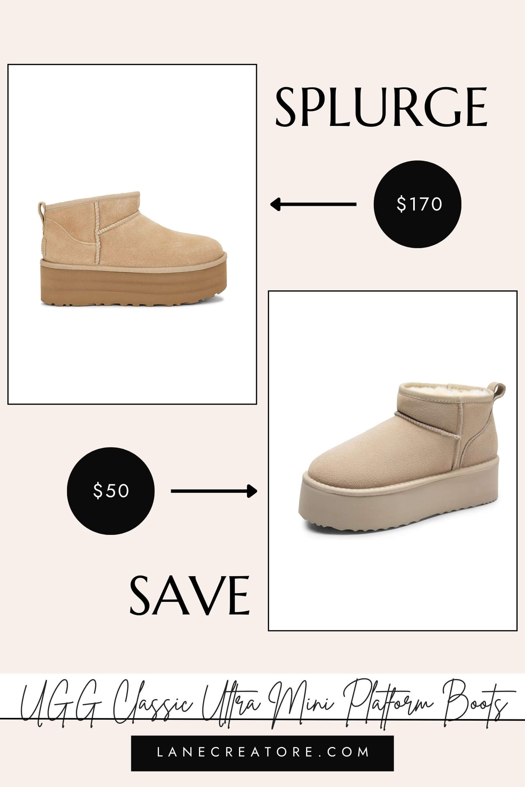 ugg classic ultra mini platform boots dupe