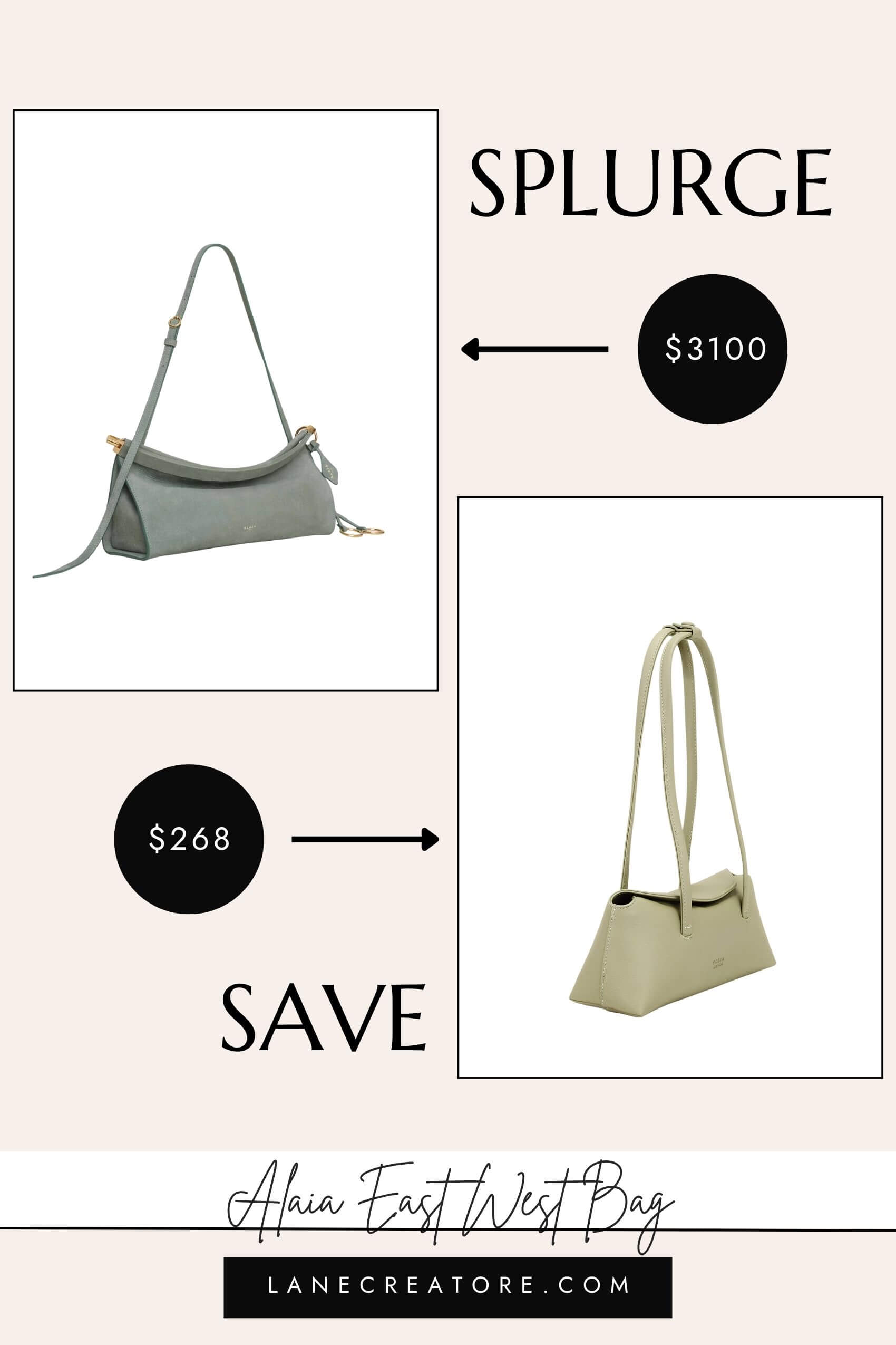 alaia east west bag dupe