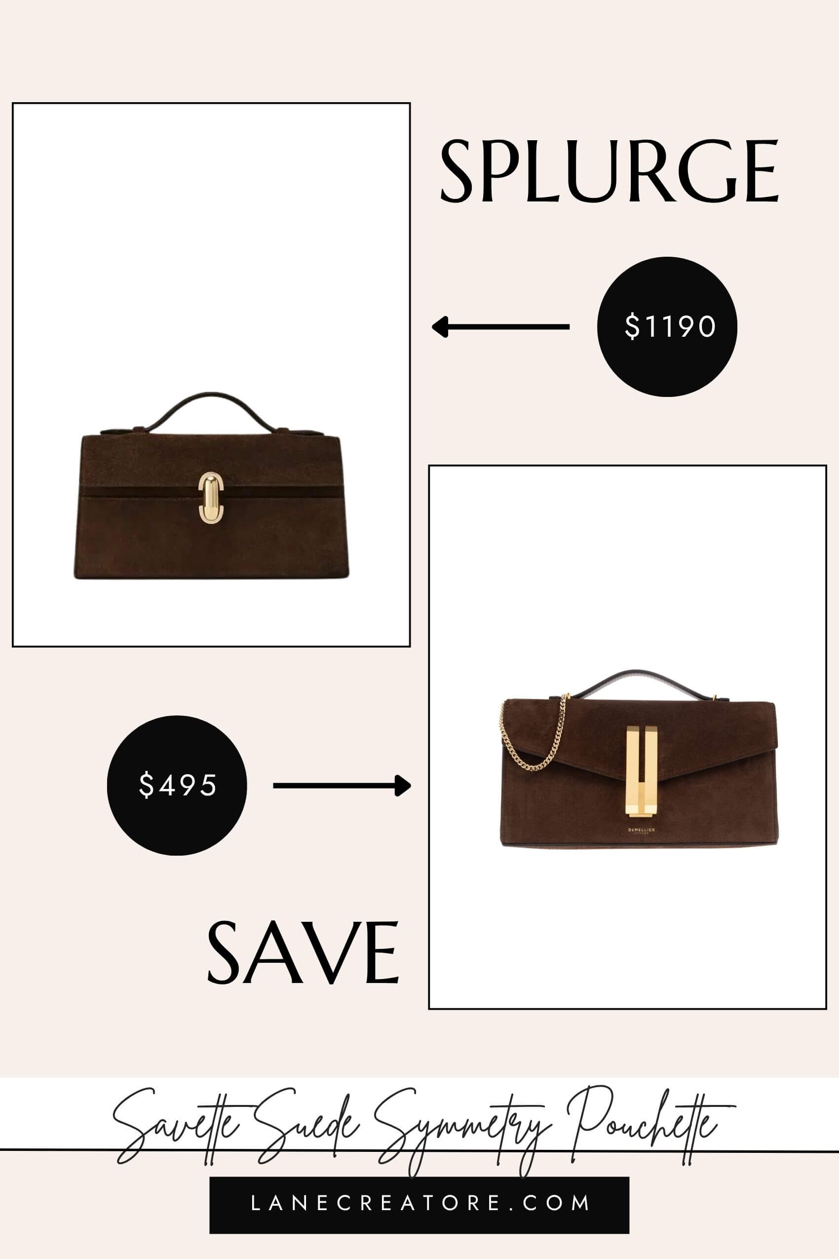savette suede symmetry pochette dupe