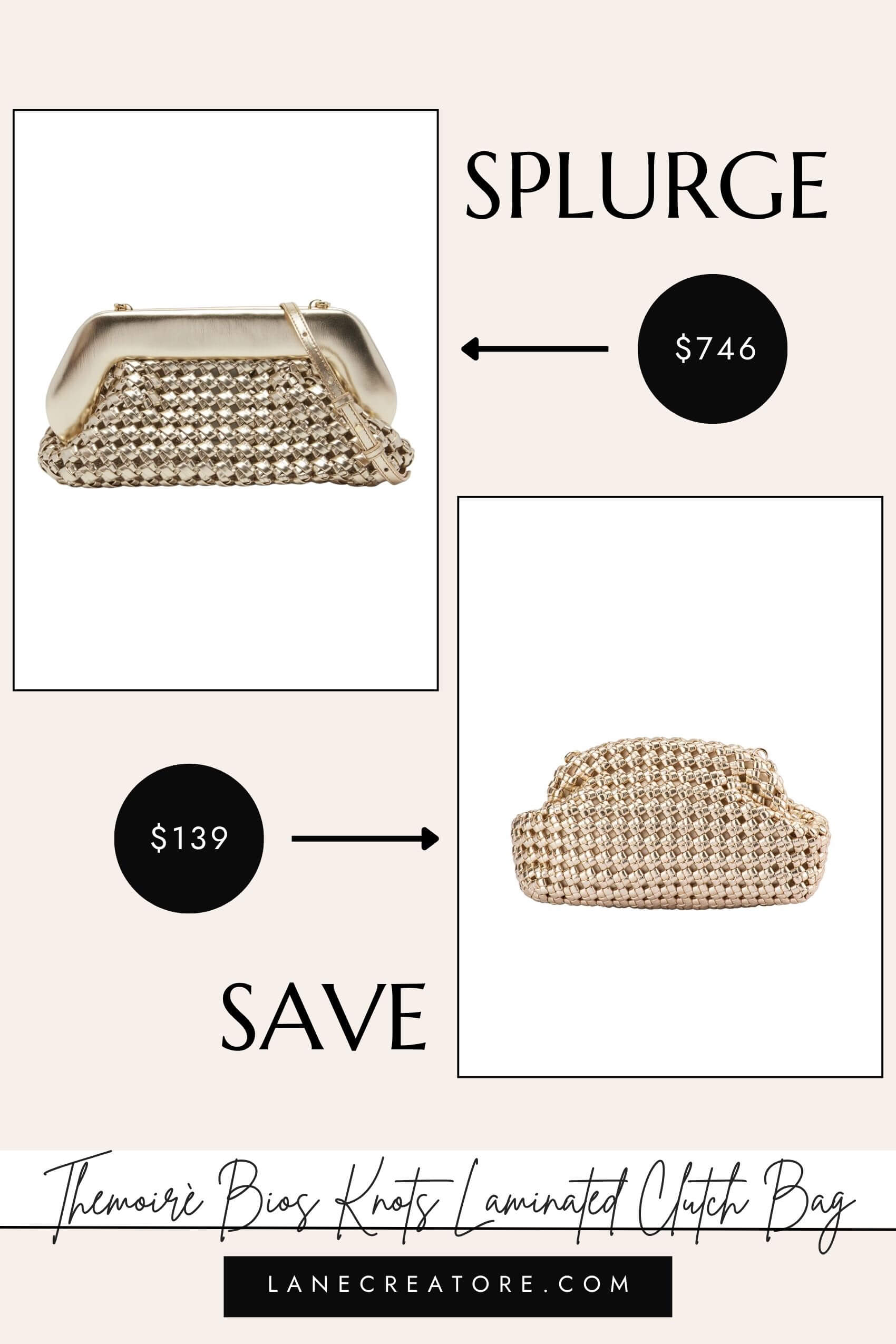 themoire bios knots laminated clutch dupe