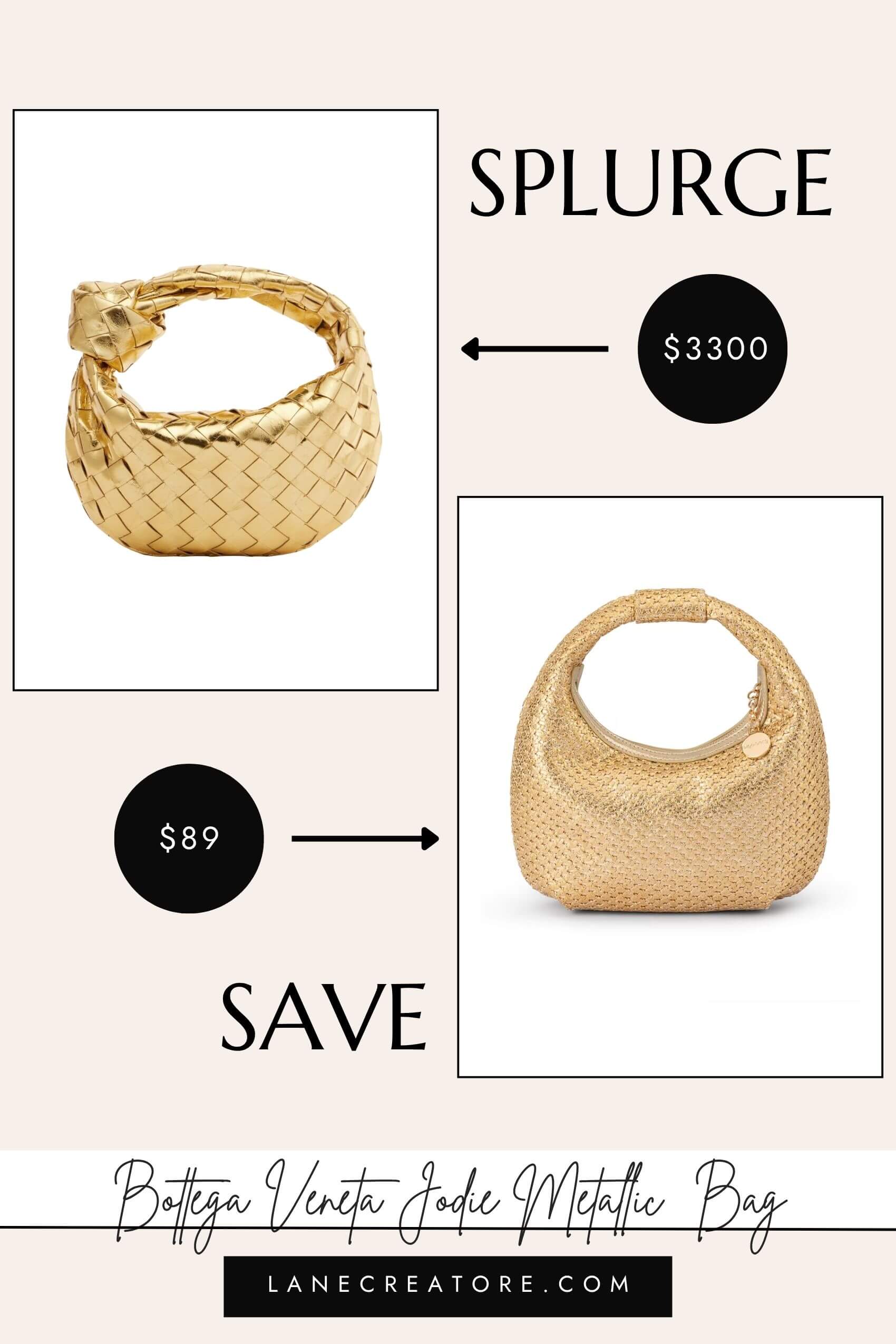 bottega veneta jodie metallic bag dupe