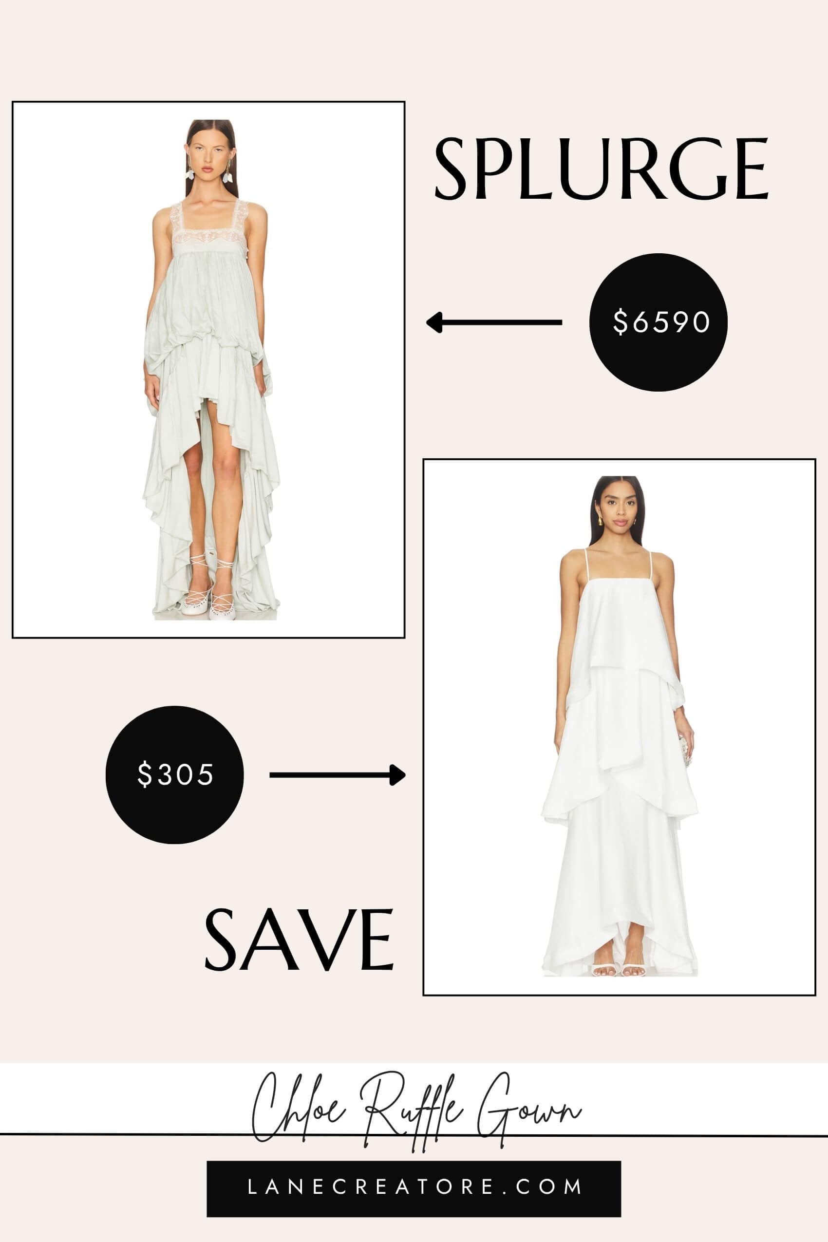 chloe ruffle gown dupe