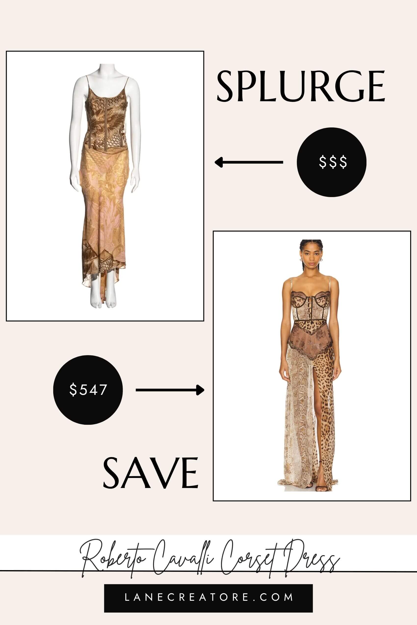 roberto cavalli corset maxi dress dupe