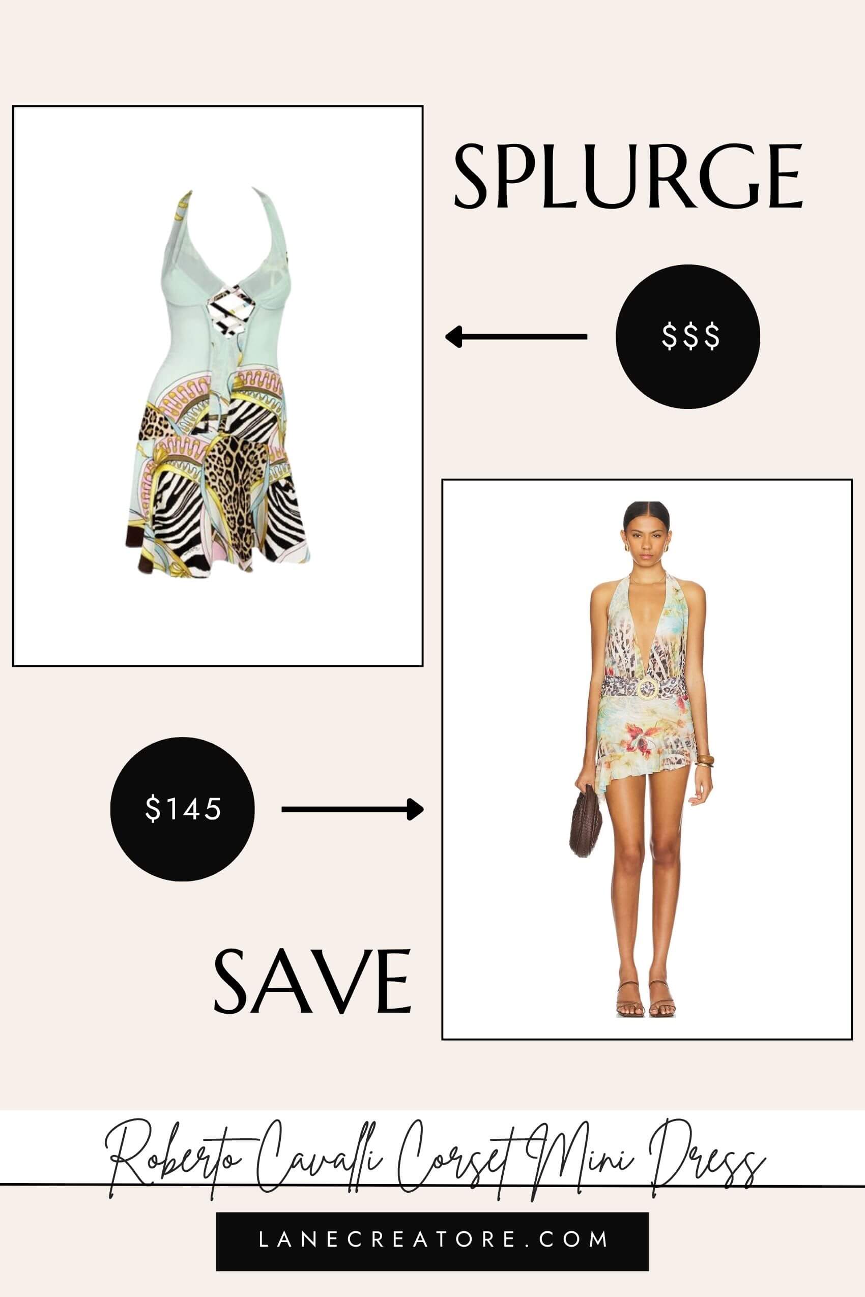roberto cavalli corset mini dress dupe