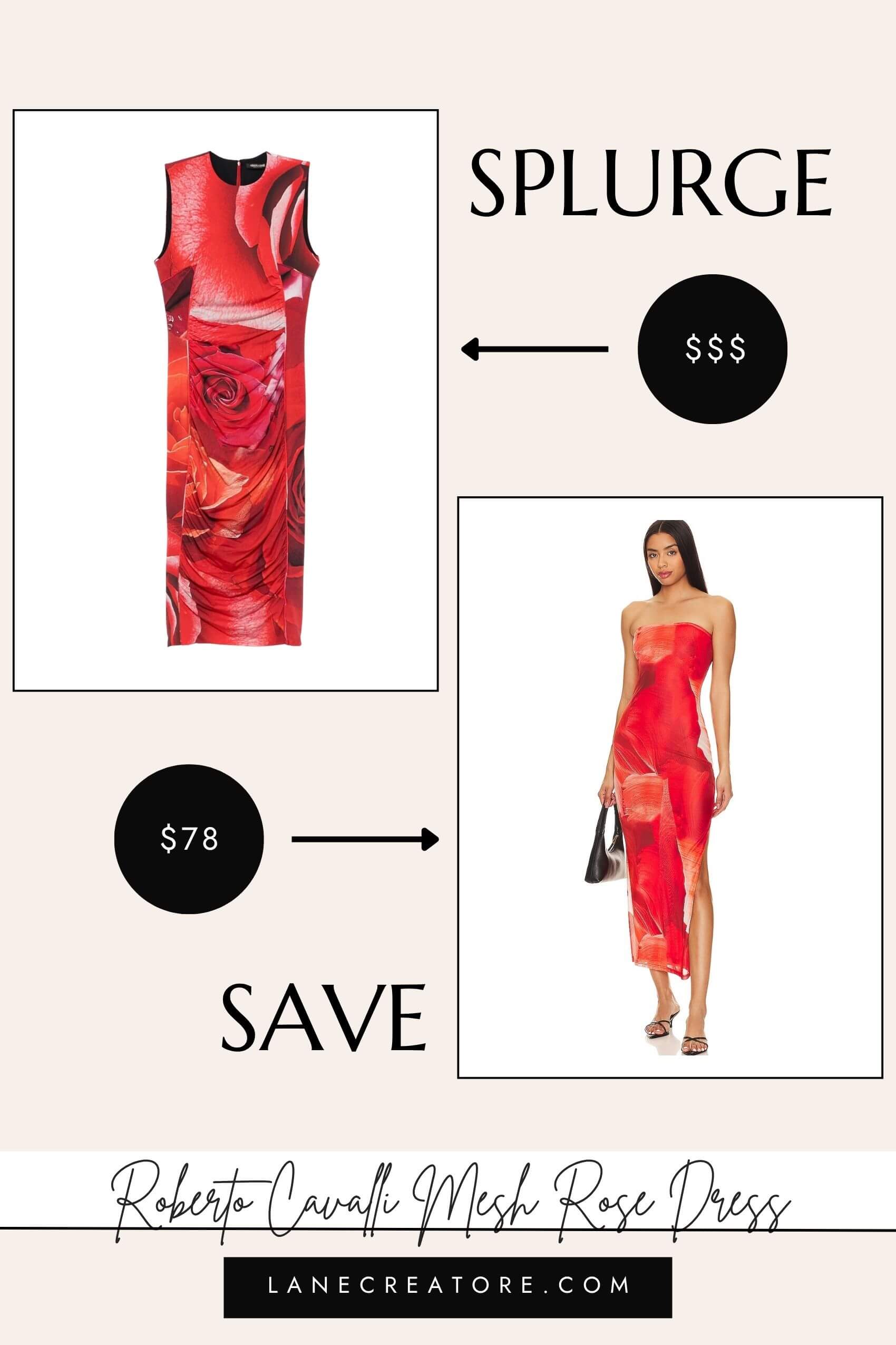 roberto cavalli mesh rose dress dupe