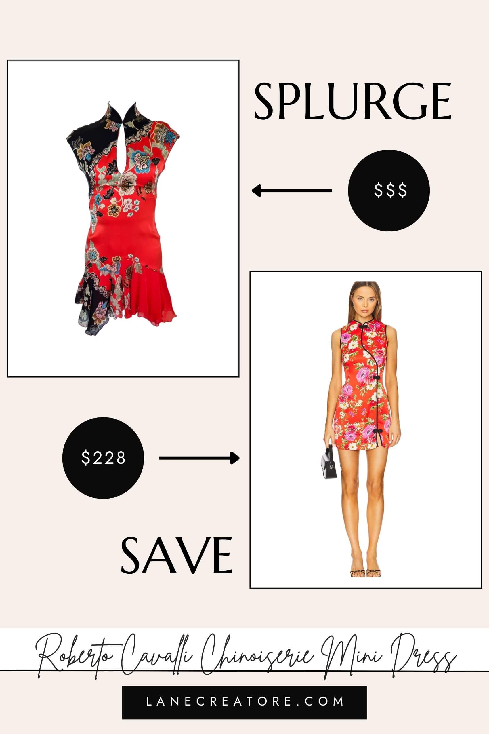 roberto cavalli chinoiserie mini dress dupe