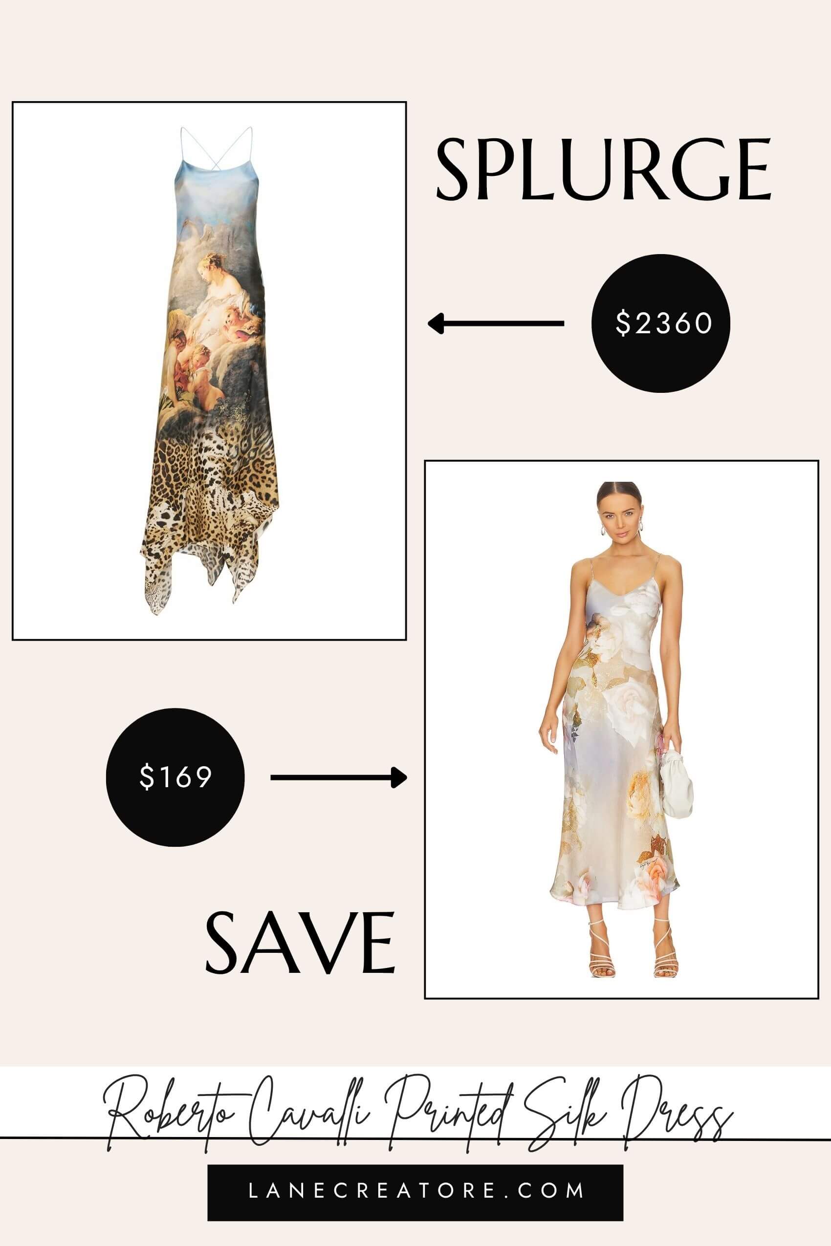 roberto cavalli silk printed dress dupe