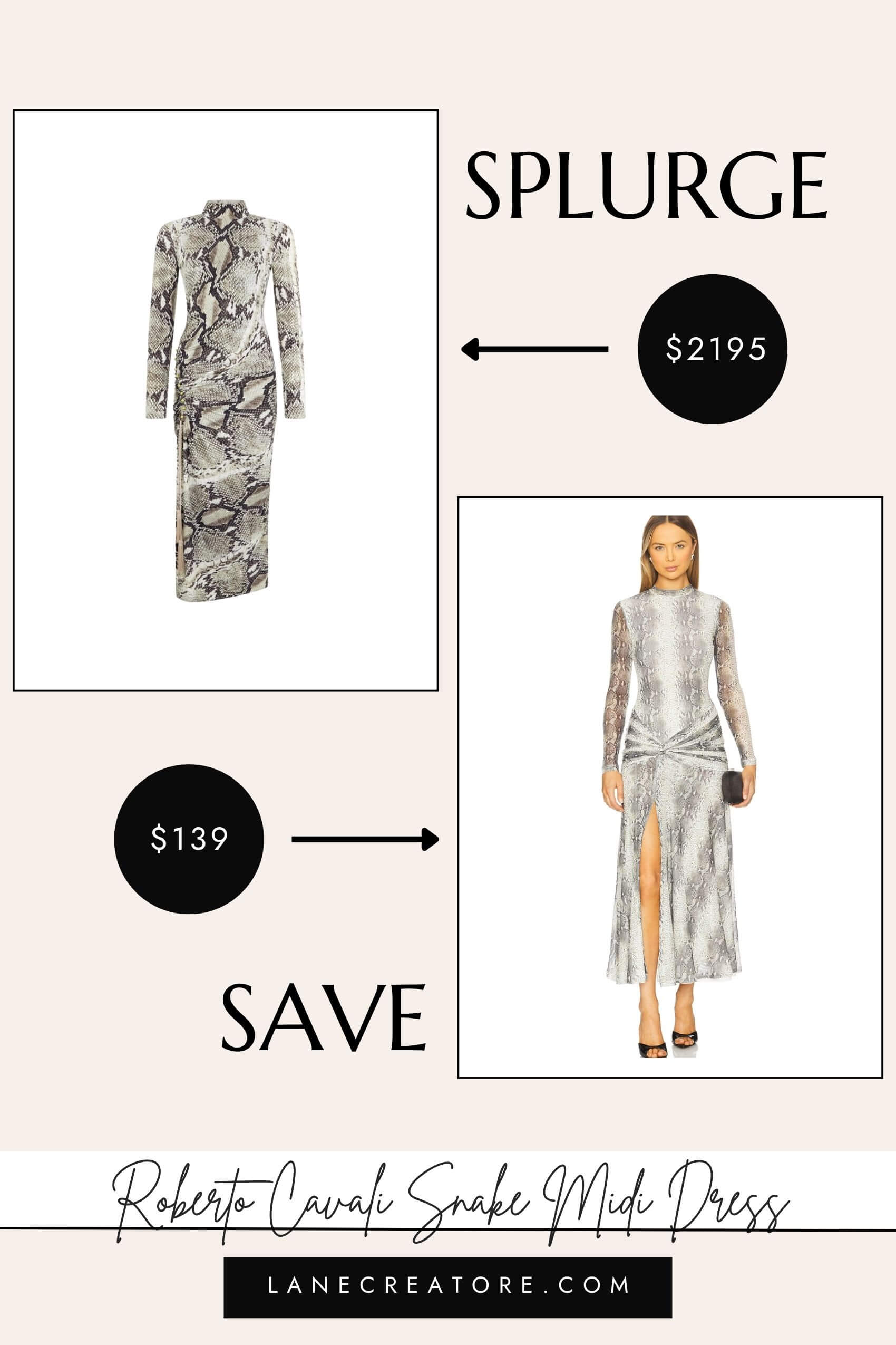 roberto cavalli snake midi dress dupe