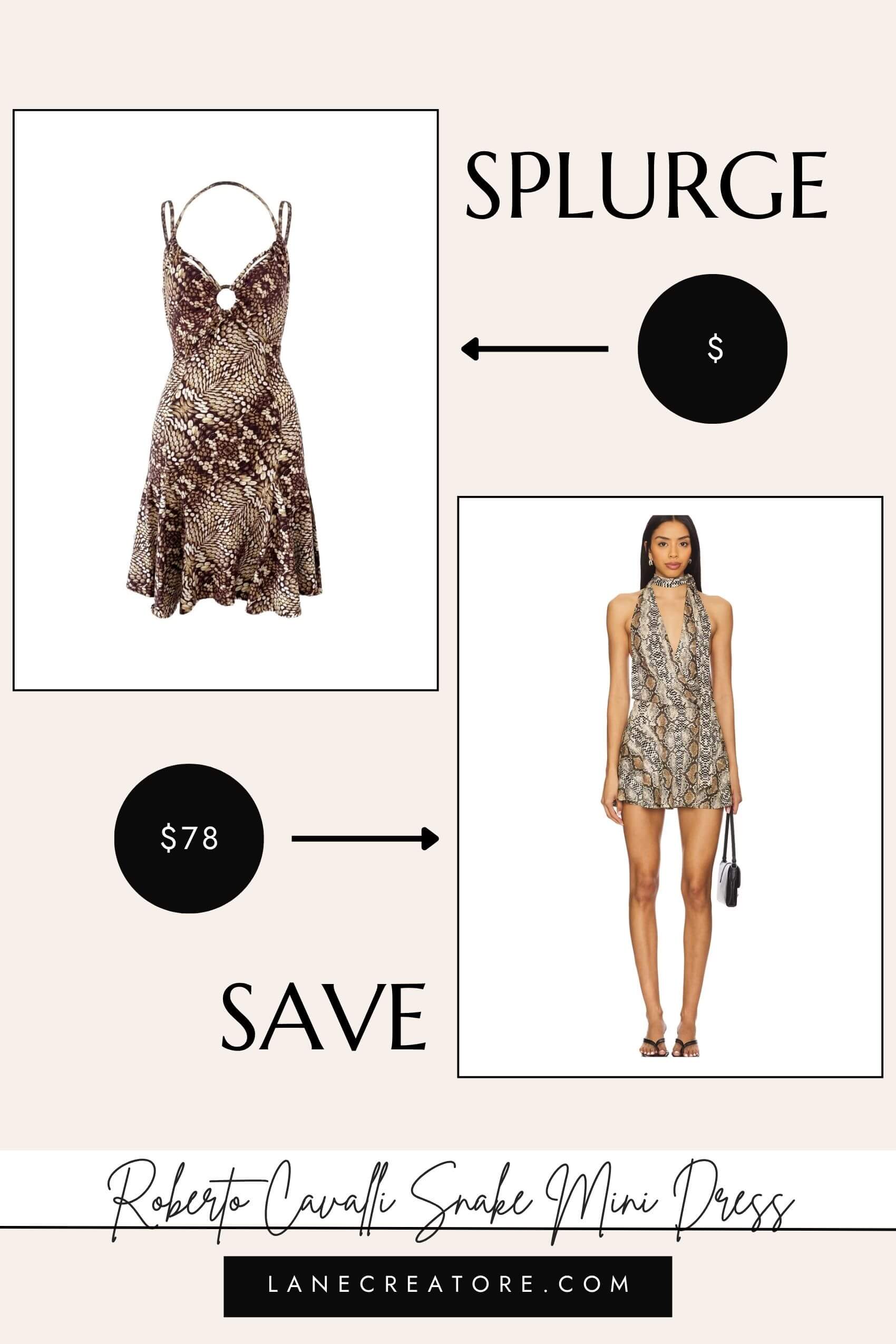 roberto cavalli snake mini dress dupe