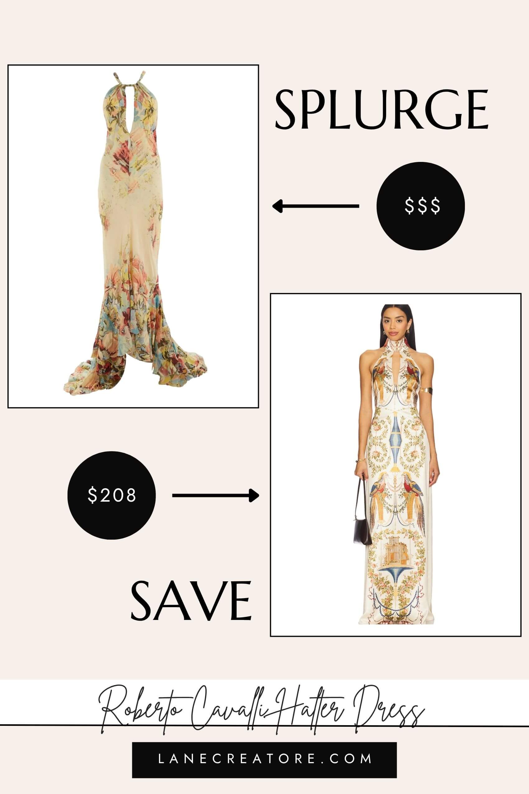 roberto cavalli vintage halter dress dupe